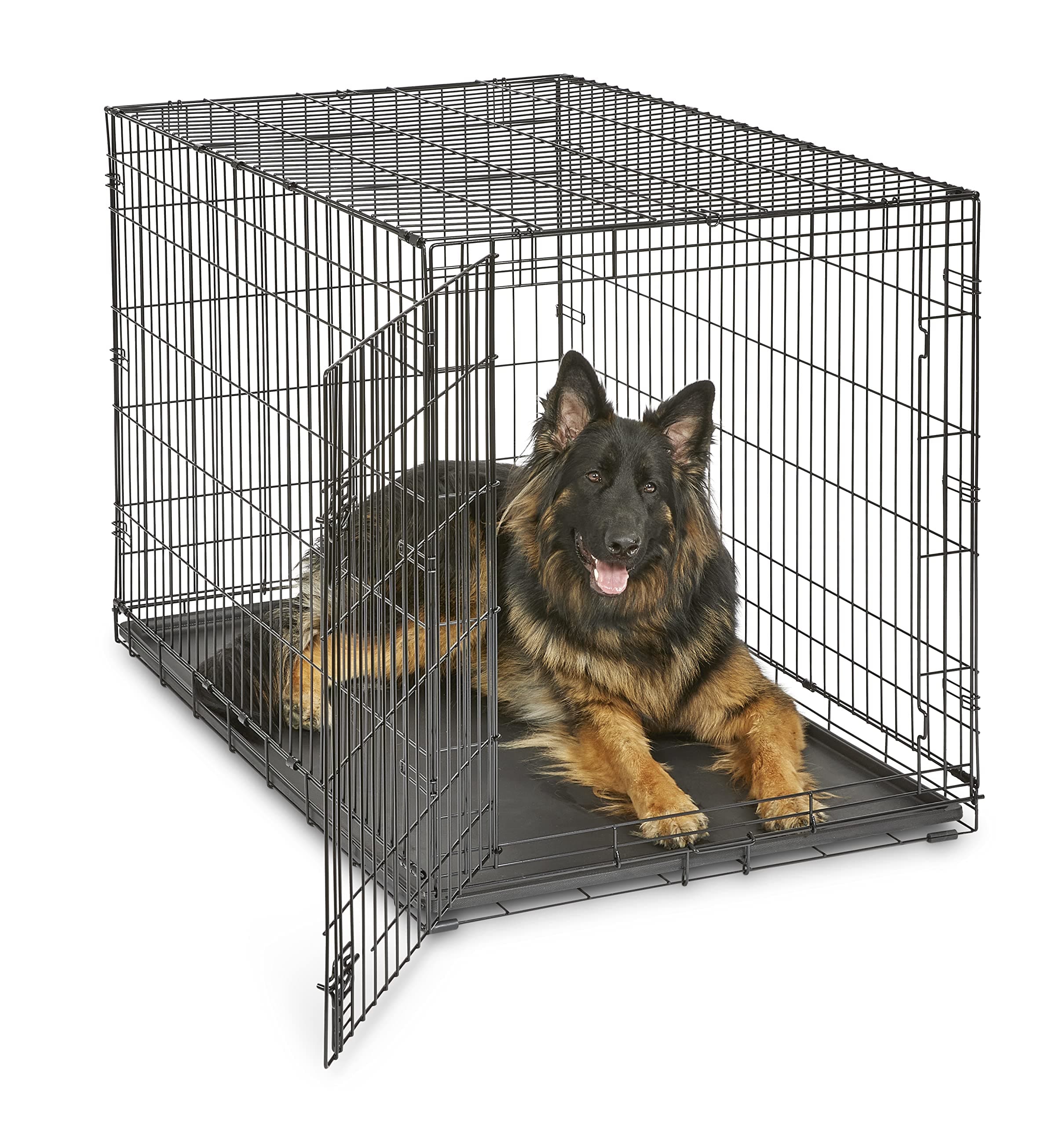 New World Crates New World 48" Folding Metal Dog Crate, Includes Leak-Proof Plastic Tray; Dog Crate Measures 48L x 30W x 33H Inches, Fits XL Dog Breeds