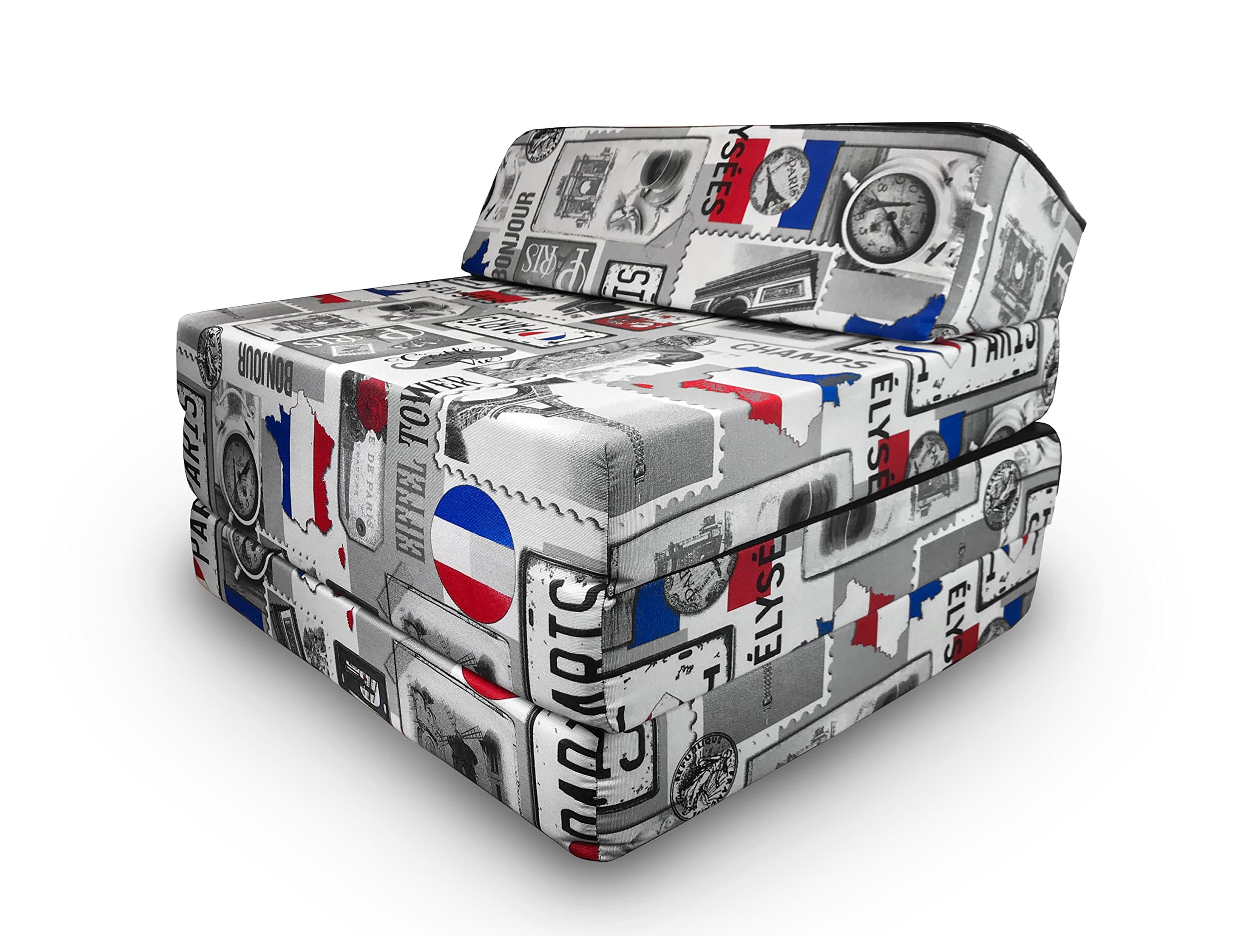 Natalia Spzoo Fold Out Guest Chair Z Bed Futon Sofa for Adult and Kids folding mattress 200 x 70 cm polycotton (Paris)