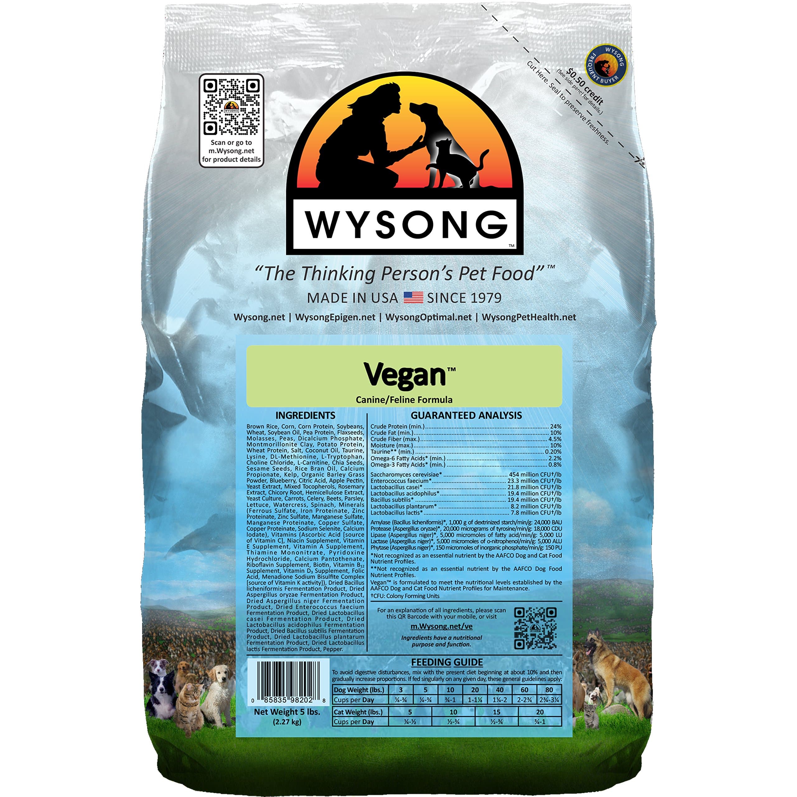 Wysong Vegan Feline/Canine Formula Dry Dog/Cat Food - 5 Pound Bag