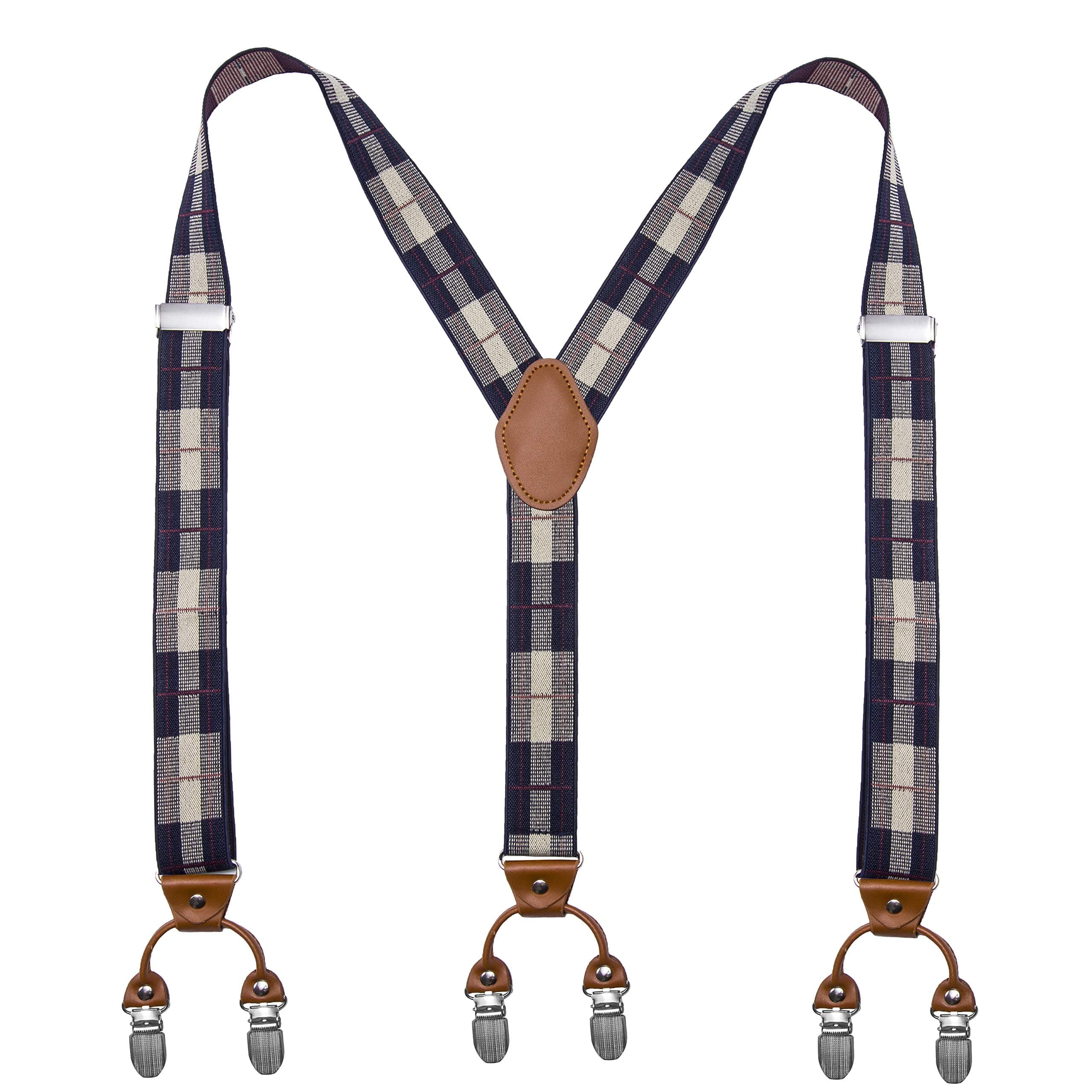 BiotertiMen’s Y-Shaped Heavy Duty Suspenders – 6 Metal Clips, Elastic Straps