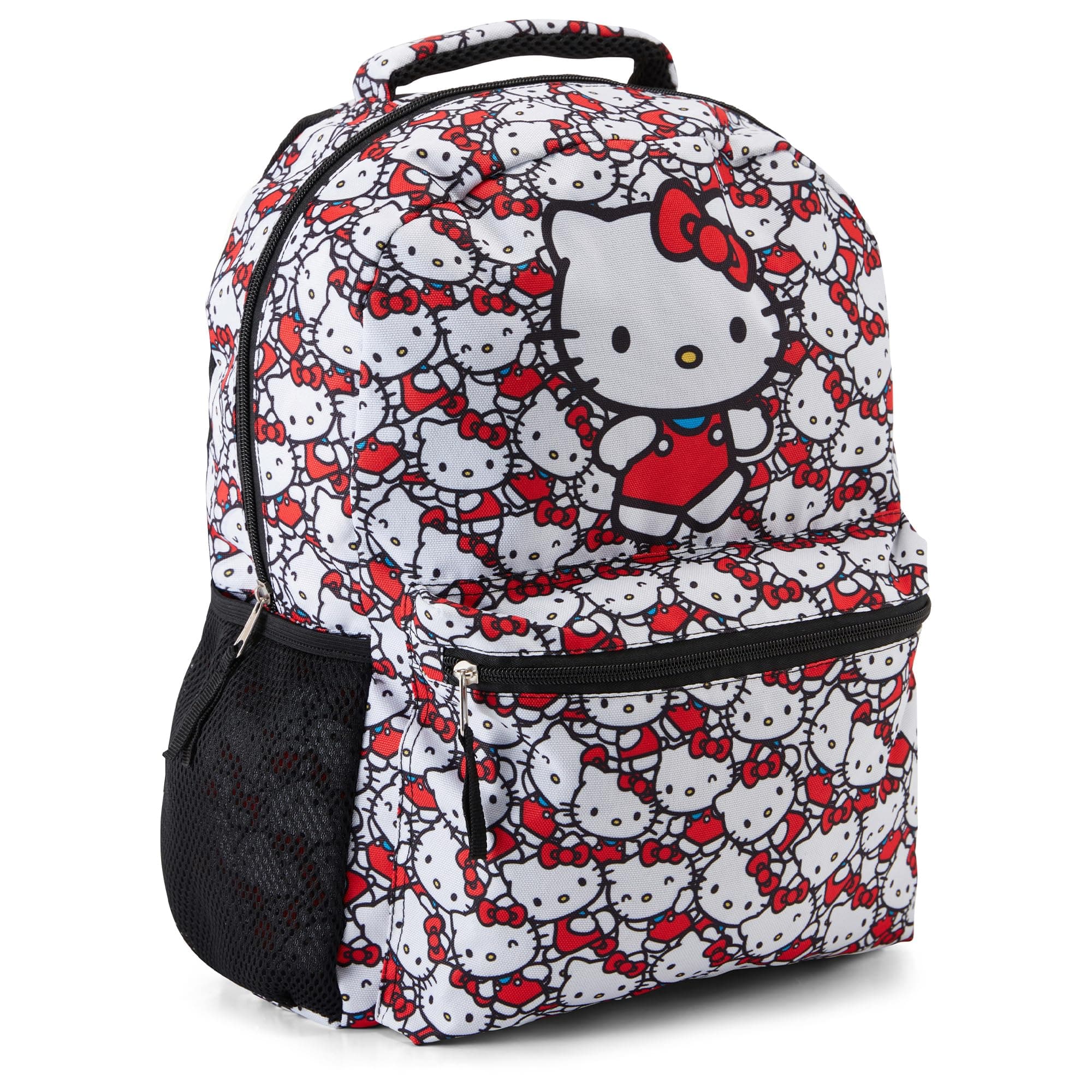 Fast Forward Hello Kitty Allover School Backpack - Hello Kitty, My Melody, Kuromi, Keroppi - Officially Licensed School Bookbag (White), White, One Size, Japanese