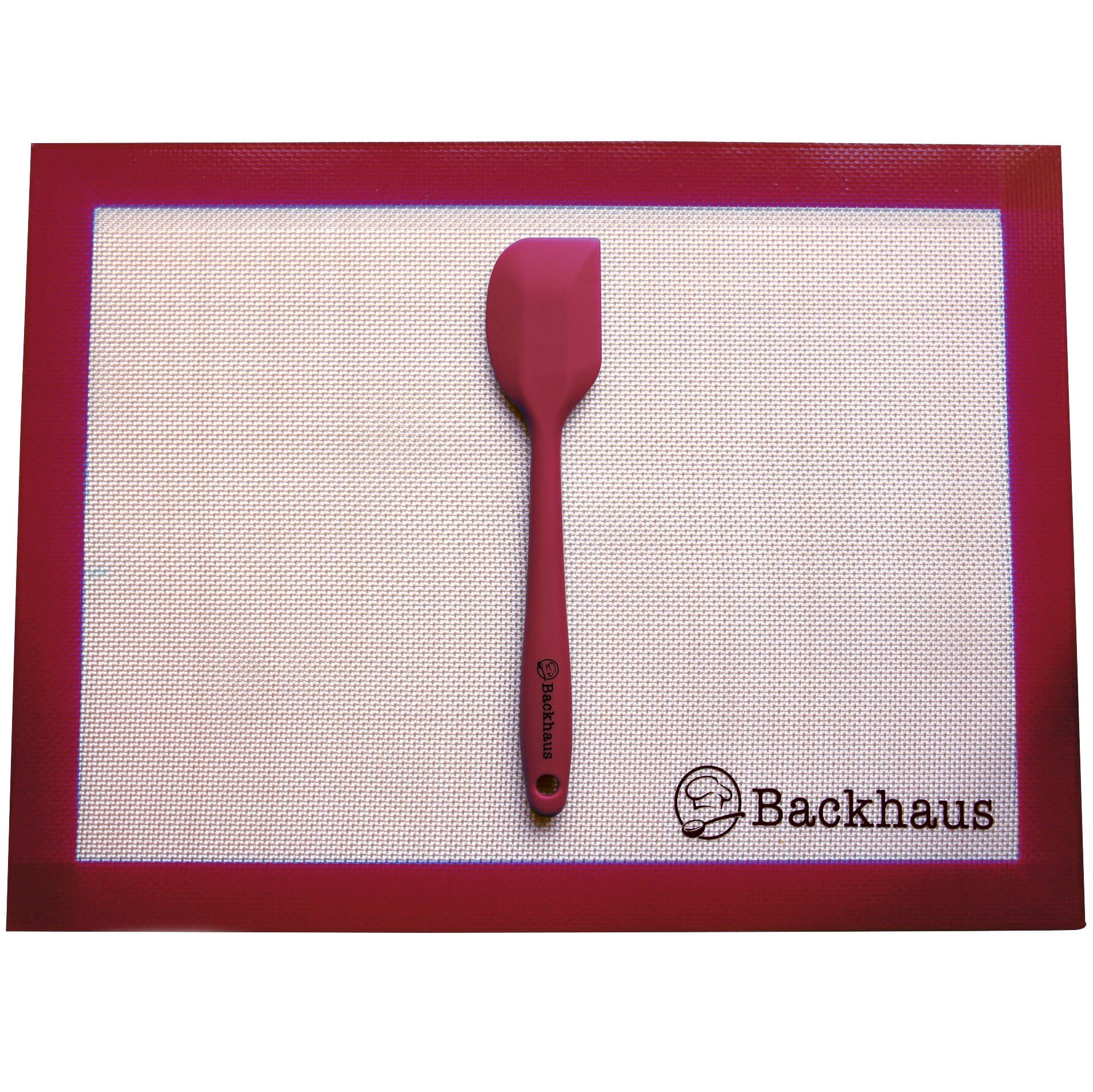BACKHAUS FlexBake Premium Silicone Non-Stick Baking Mat, 100% BPA-Free Baking Sheet & Maryse Spatula Free | 5 Year Warranty | 40 x 30 cm - Red