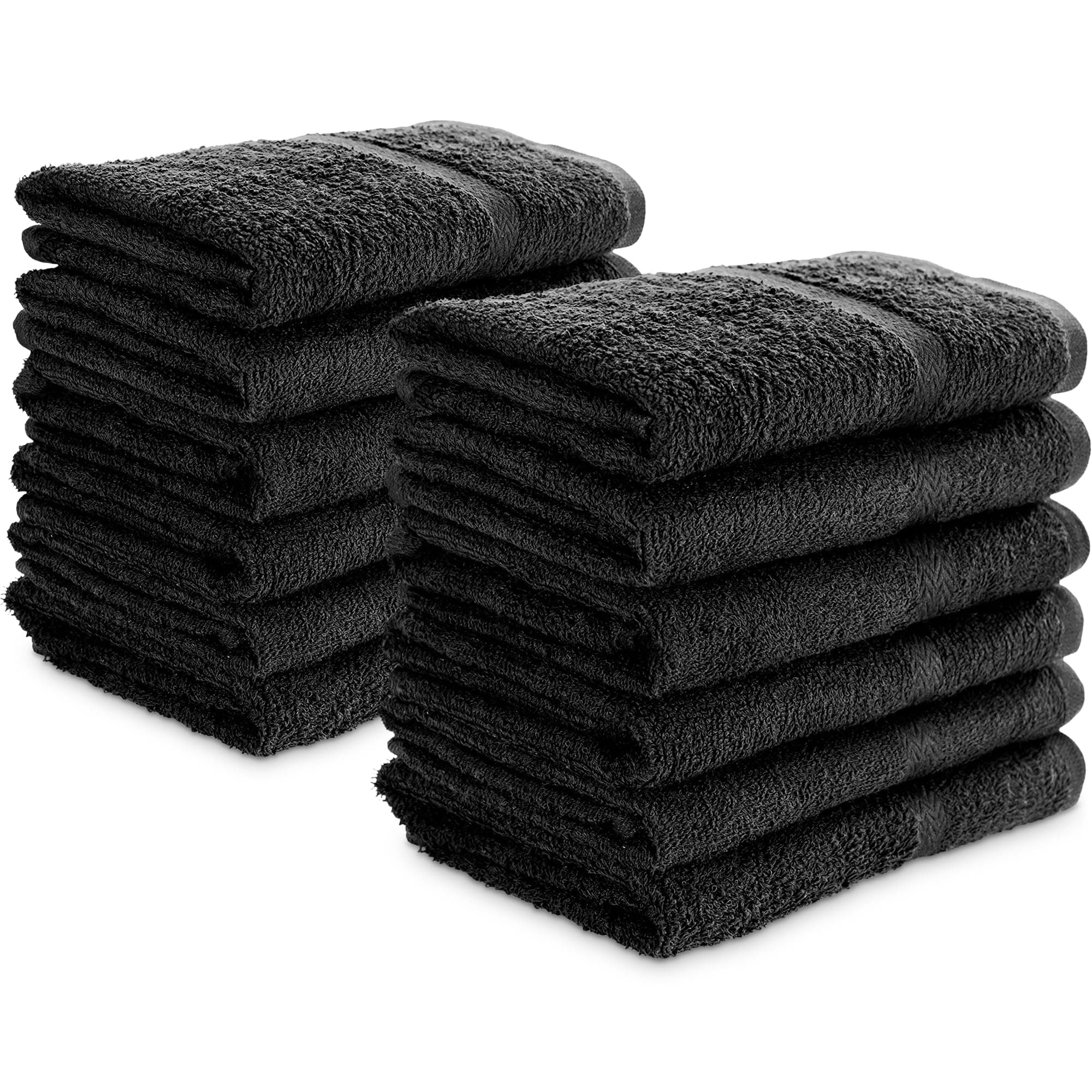 79178 Cotton Hand Towels, 16"x27", Black, Not Bleach Proof, 12 Count