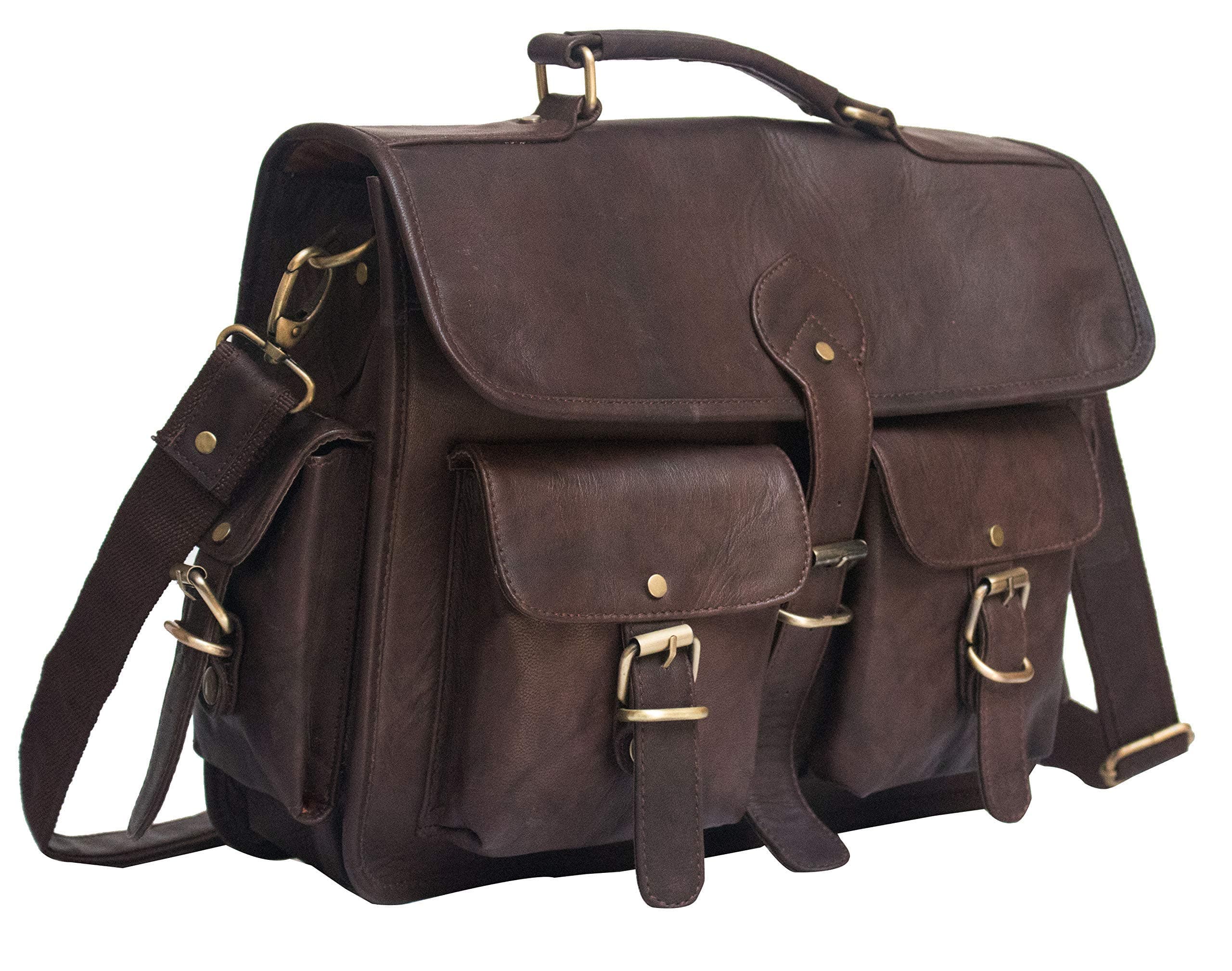 Vintage Leather Messenger Soft Leather Briefcase Satchel Laptop by Urban Hide (Buff Bag)