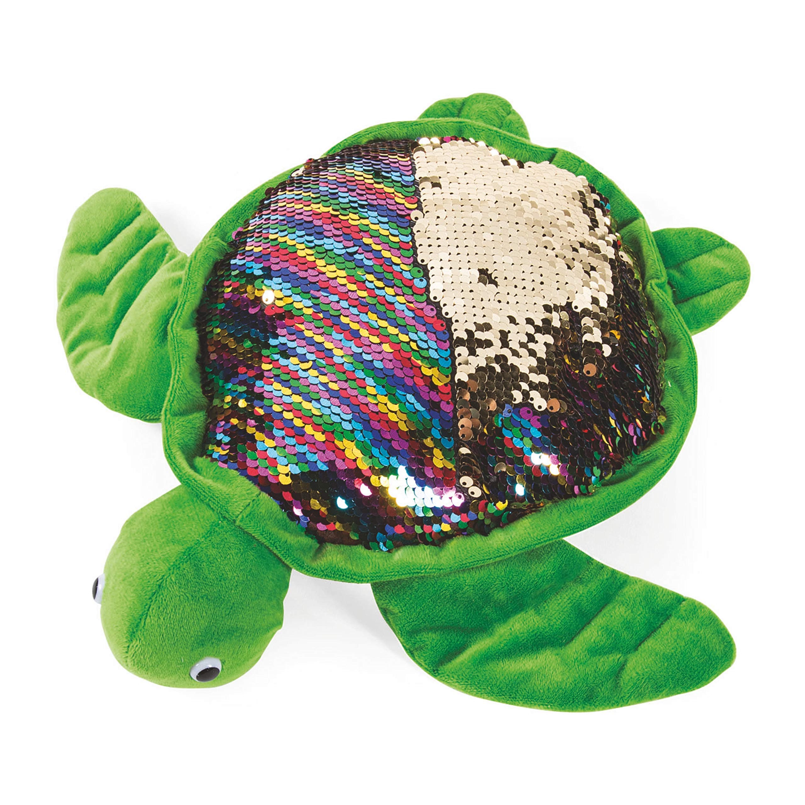 LMC Products 11" Turtle Stuffed Animal with Reversible Flipping Sequins - Cute Plush Sea Turtle