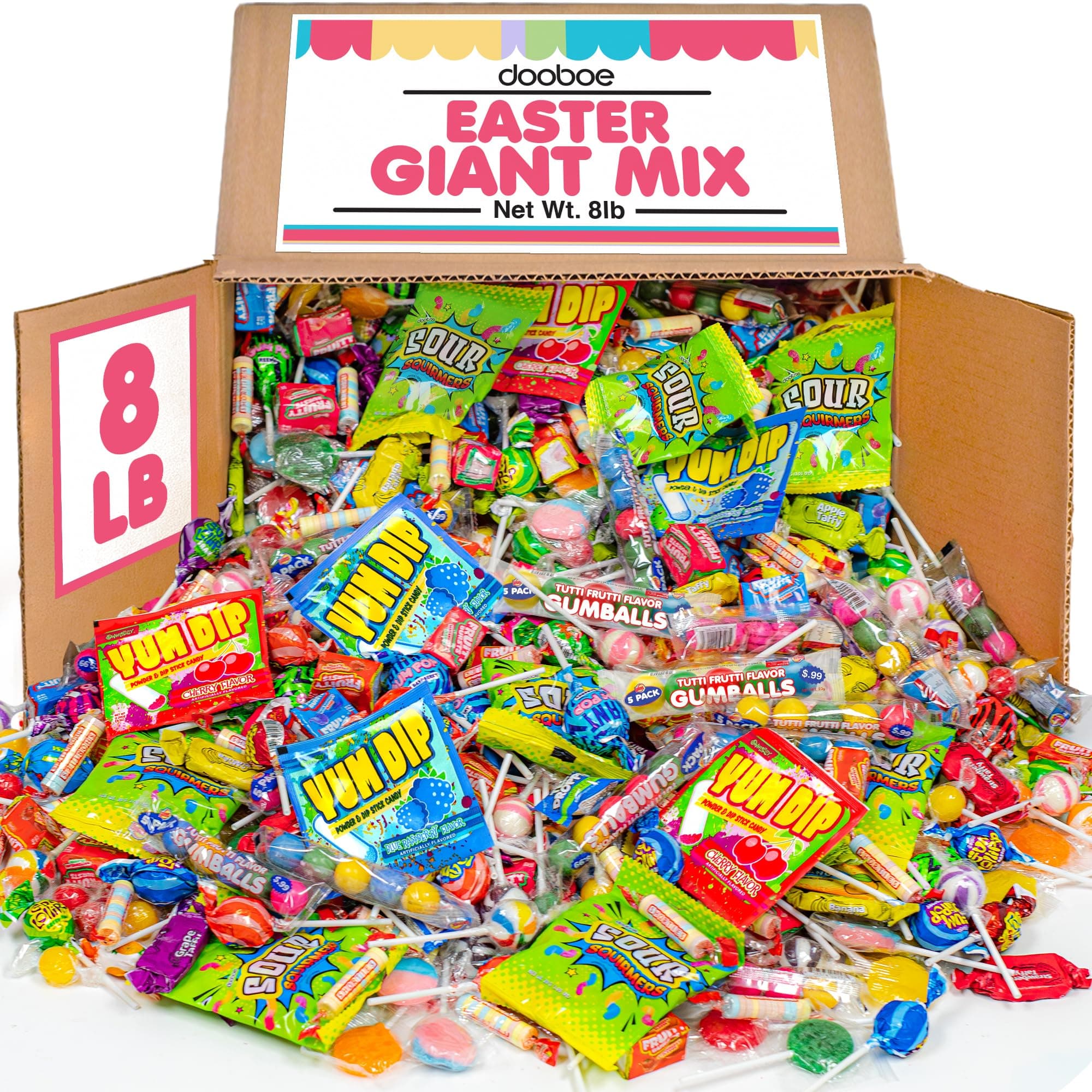 Dooboe Candy Variety Pack - 8 Pounds - Bulk Halloween Candy Assortment - Individually Wrapped Pinata Candies - Candy Mix for Parades, Birthday, Fiesta, Carnival, Office, Classroom Candy Dish