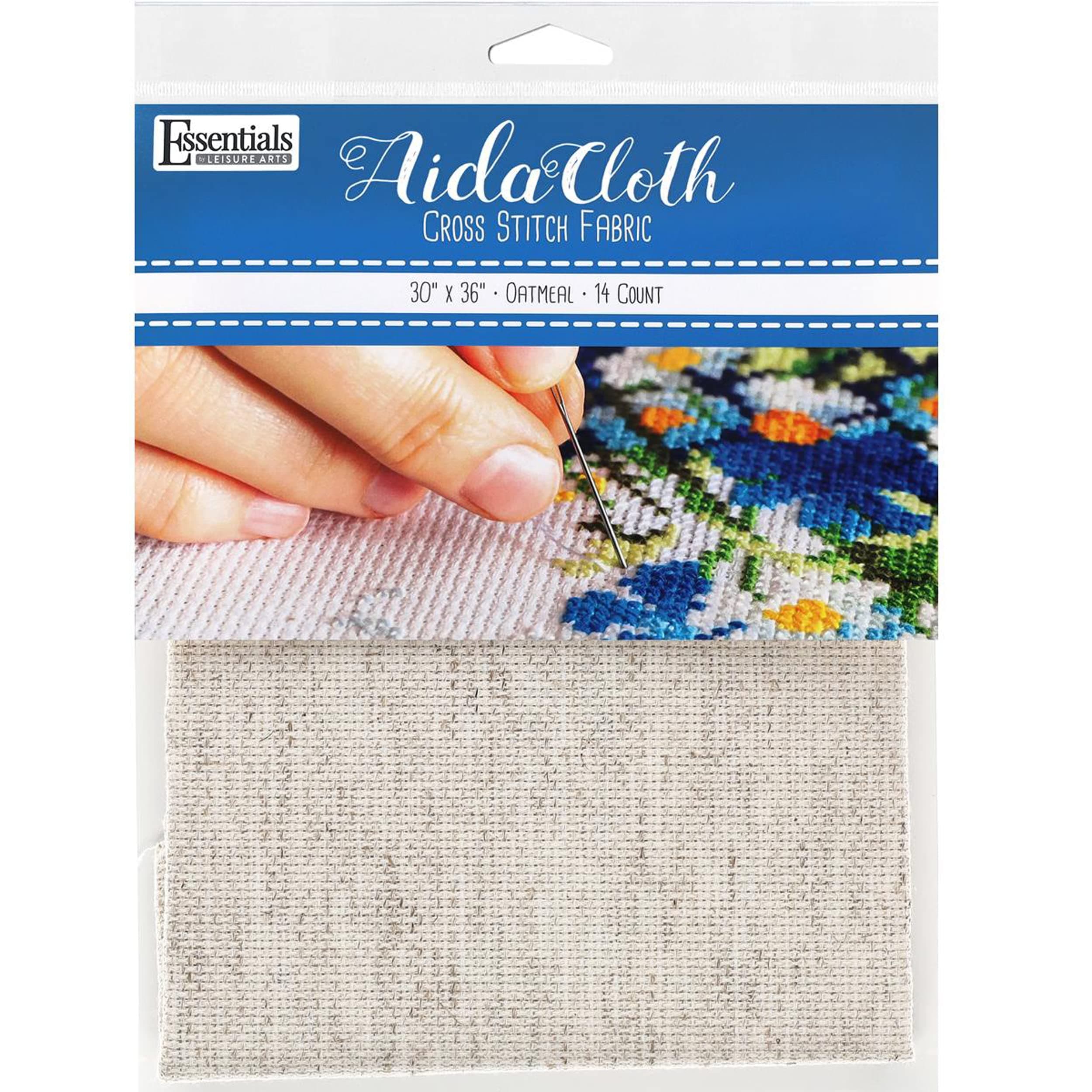 Essentials By Leisure Arts Aida Cloth, 14 Count, 30" x 36", Oatmeal Cross Stitch Fabric for Embroidery, Cross Stitch, Machine Embroidery and Needlepoint