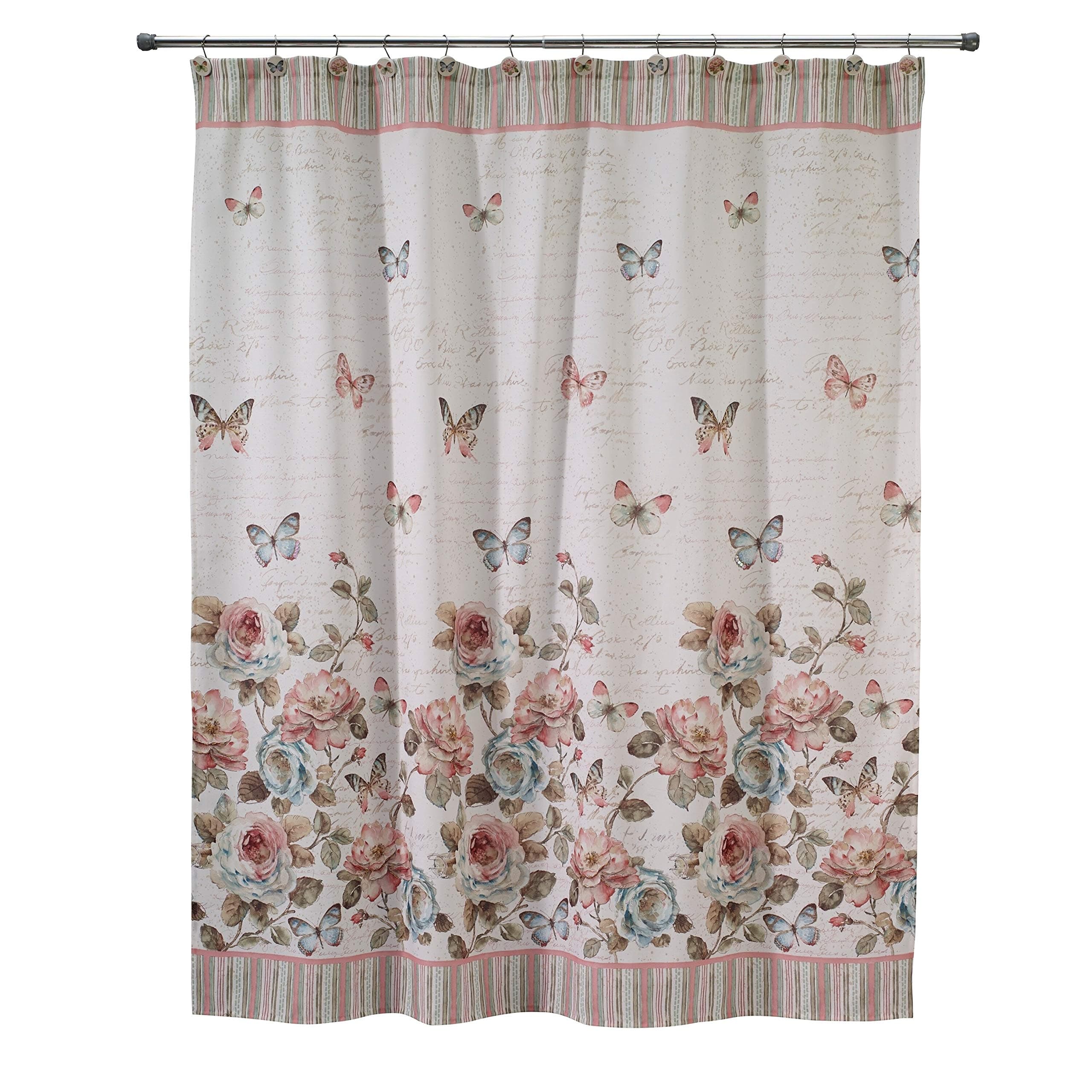 Fabric Shower Curtain, Butterfly Inspired Bathroom Decor (Butterfly Garden Collection)