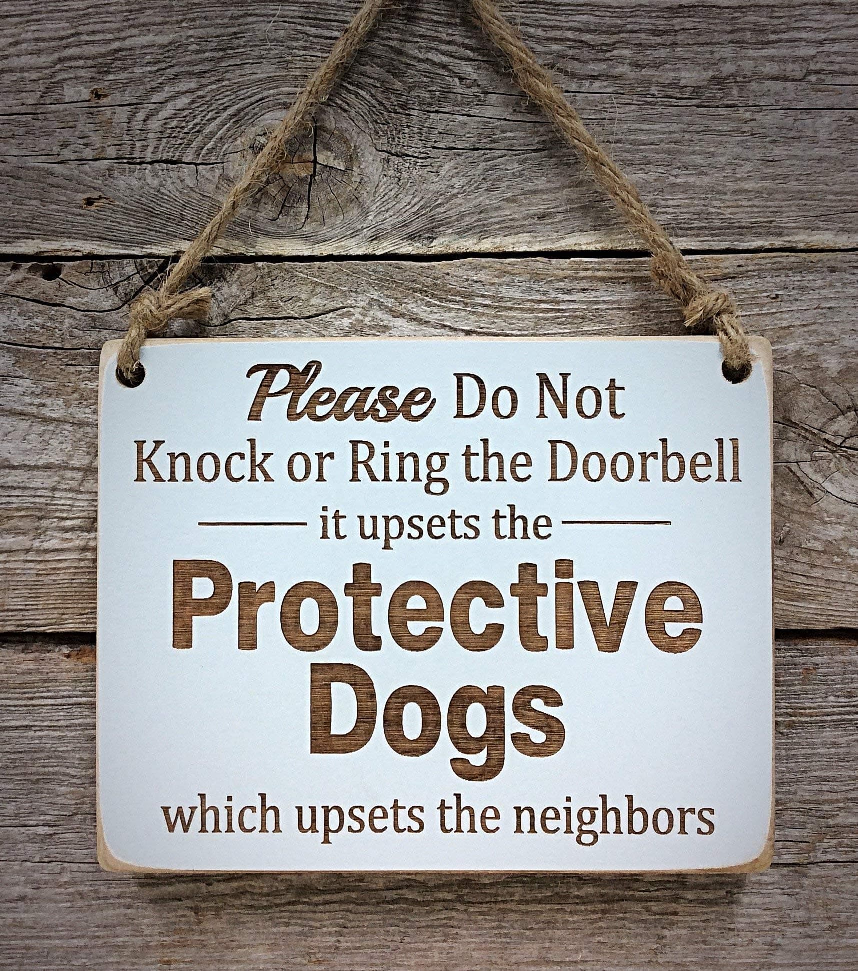 Protective Dogs Do Not Disturb Sign - Front Door Sign - No Soliciting Sign - Beware of Dogs