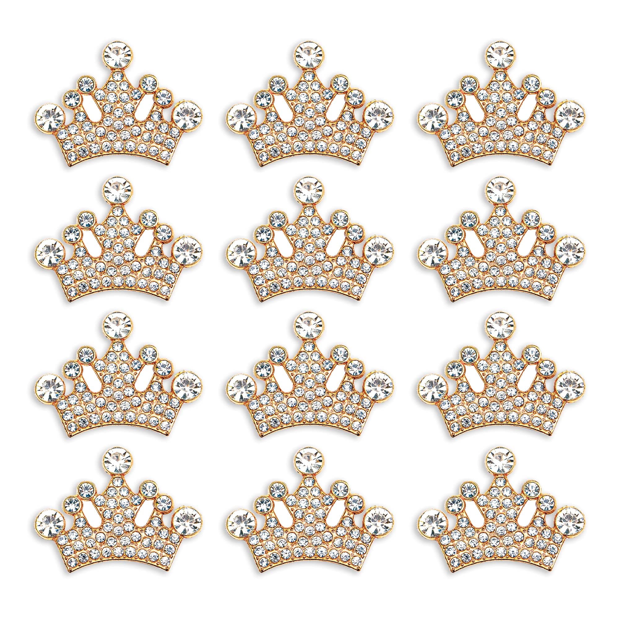 24 Piece Crown Jewelry Embellishment for DIY Handmade Hair Accessories Sneakers, Clothes, Party Decorations Gift Box ，Dress，Rhinestone Alloy Appliques Decorative Home Decor (Gold)