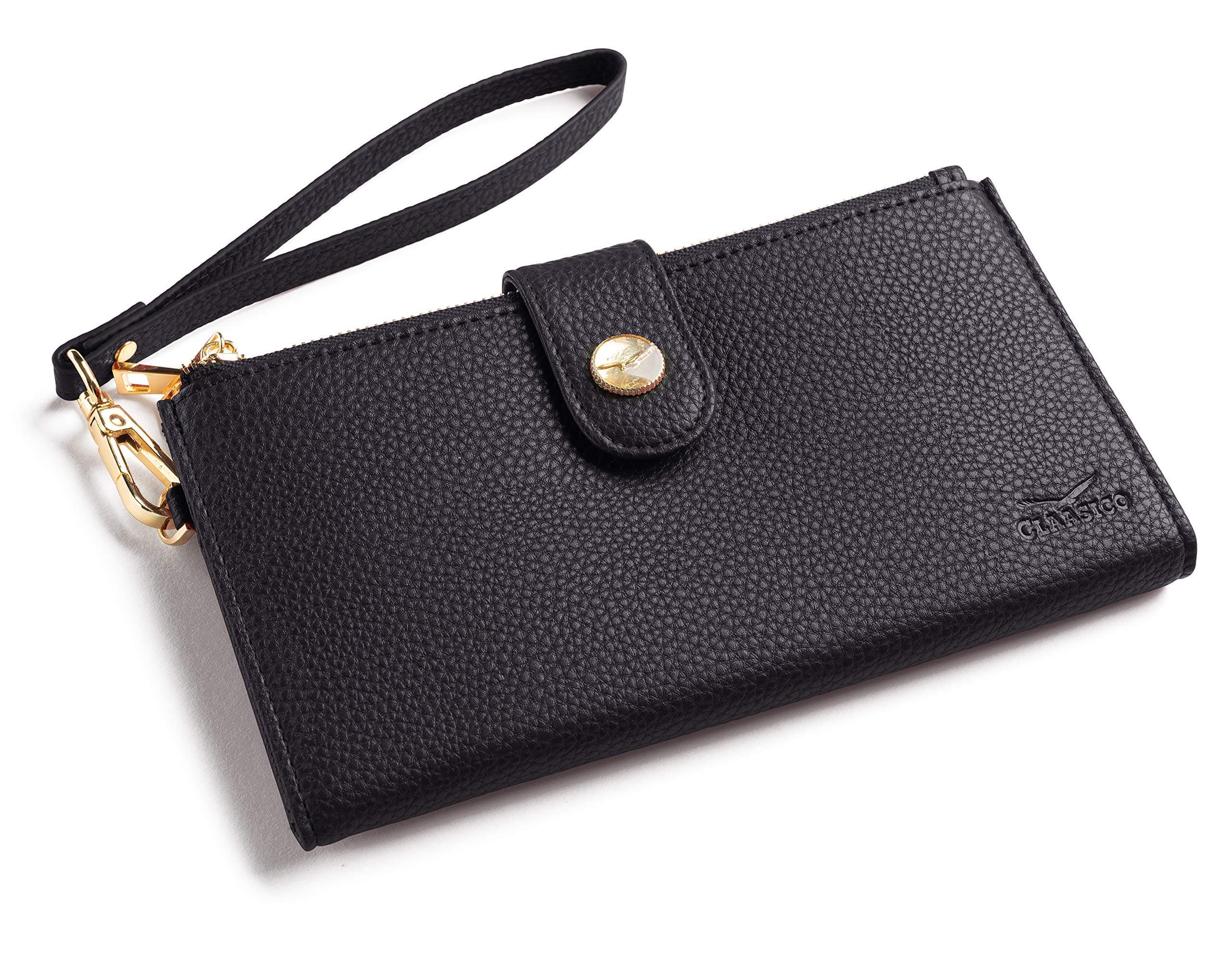 ClaasicoWomen’s RFID Wristlet Wallet & Phone Holder | Multi Credit Card Bifold Organizer w/Zipper Pockets & Sweetly Packed in Gift Box