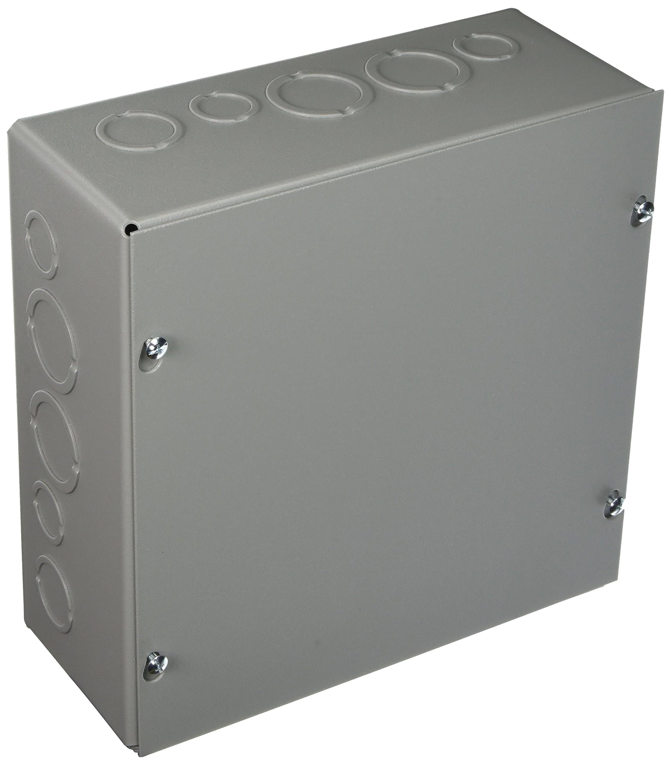 Wiegmann SC101004 SC-Series NEMA 1 Screw Cover Wallmount Pull Box with Knockouts, Painted Steel, 10" x 10" x 4"