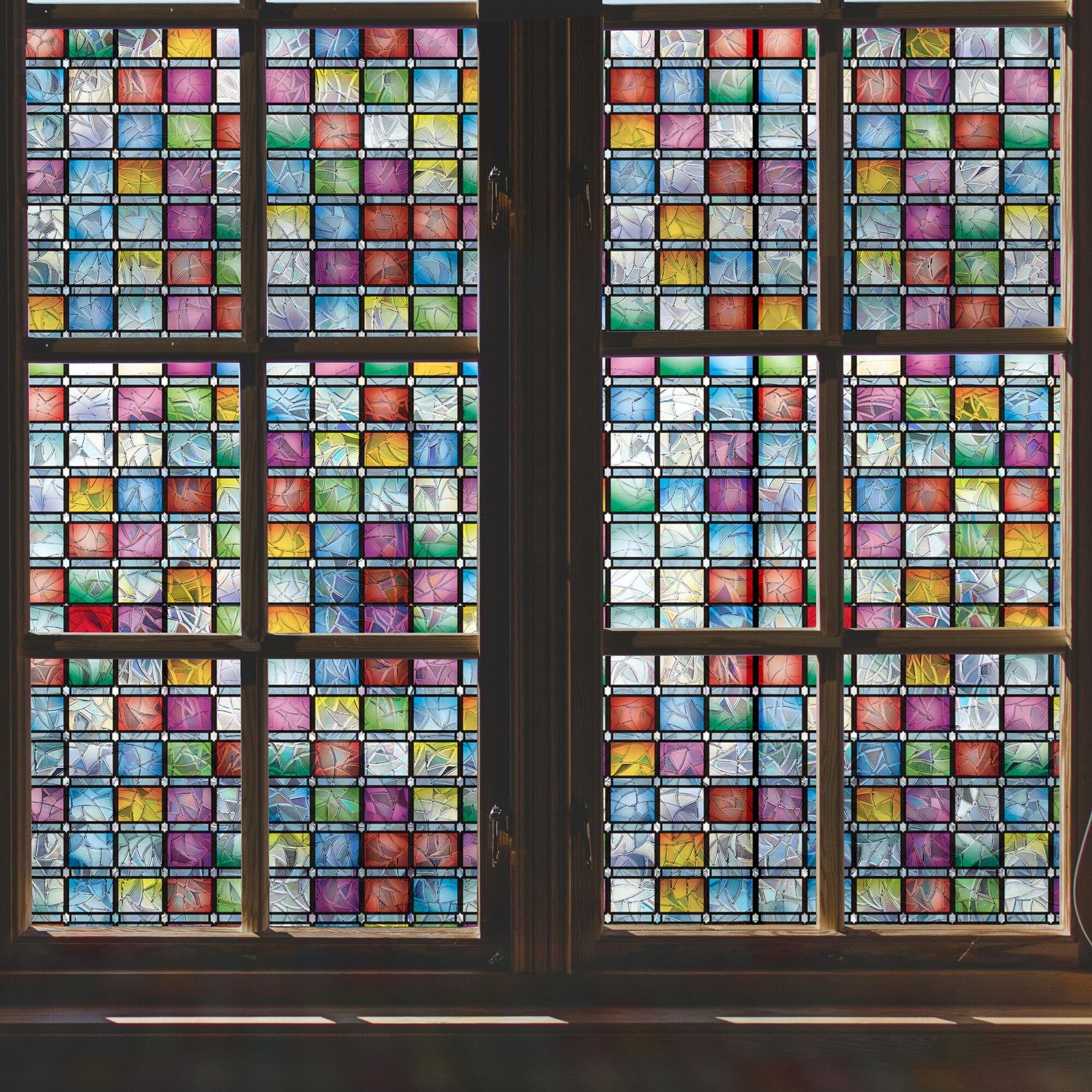 VELIMAX Stained Glass Window Tint, Rainbow Decals, Non Adhesive Static Cling Vinyl - Anti UV for Home Office, 23.6x118 inches