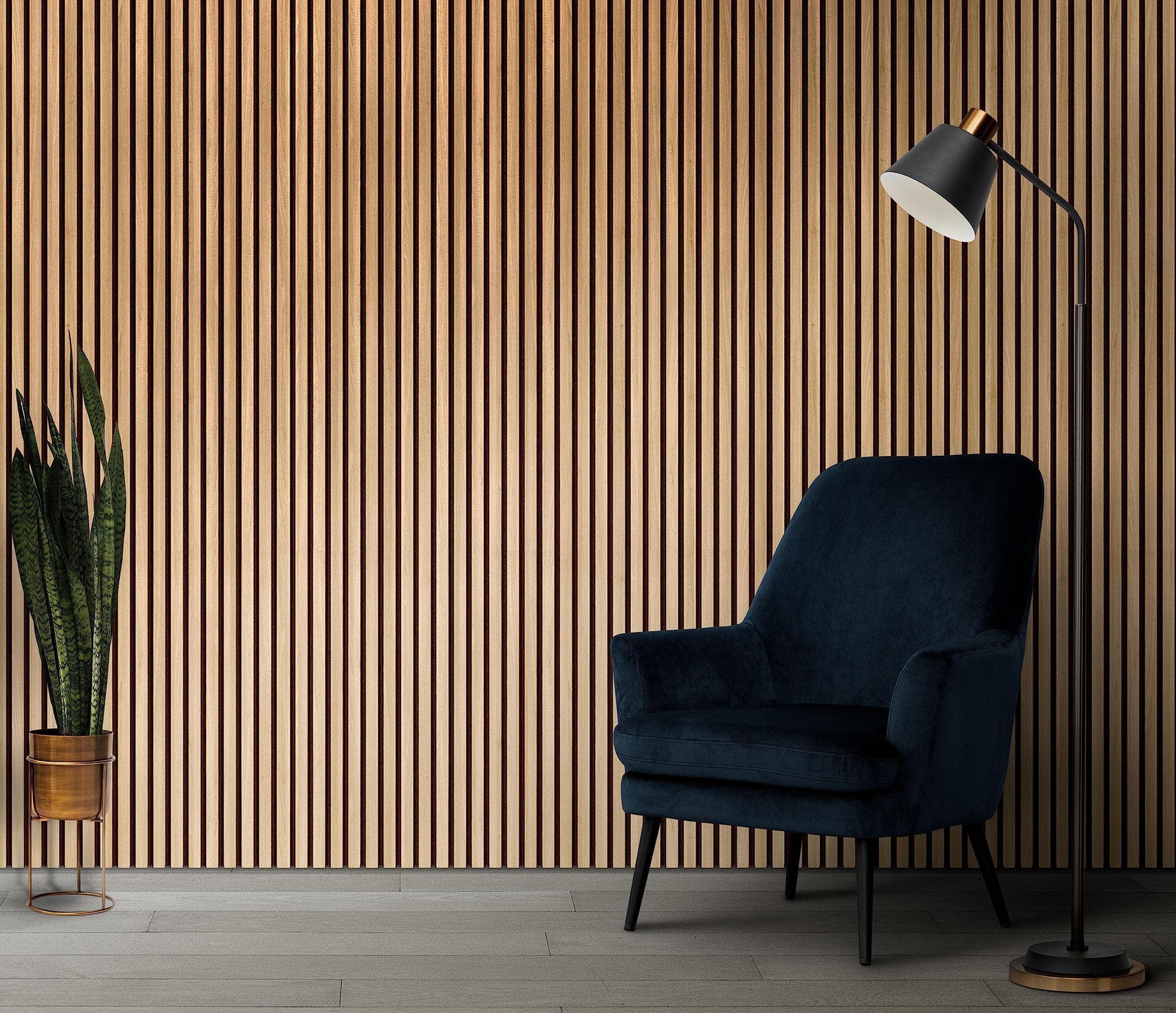 GOODS EMPORIUM Slat Wood Wall Panels - Decorative & Sound Absorbing Contemporary Acoustic Slatted Wall & Ceiling Panelling (Oak)