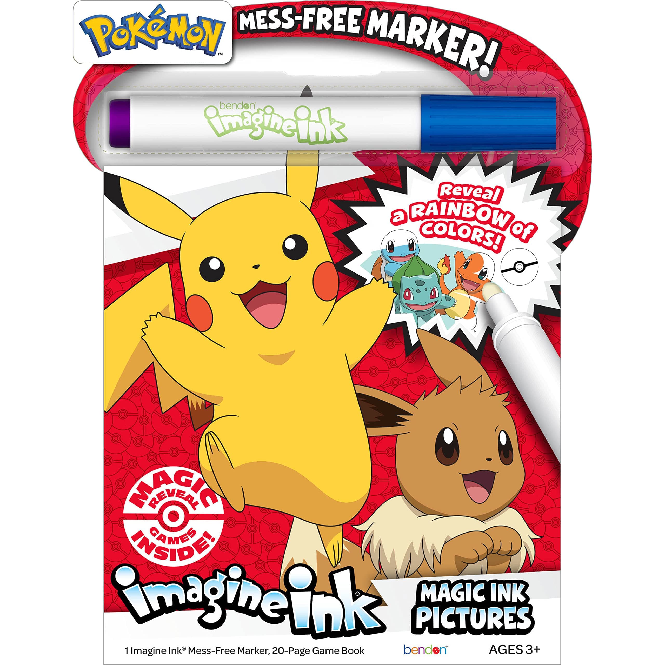 Pokemon 20 Page Imagine Ink Coloring Book Pad, Mess Free Marker Bendon 54126