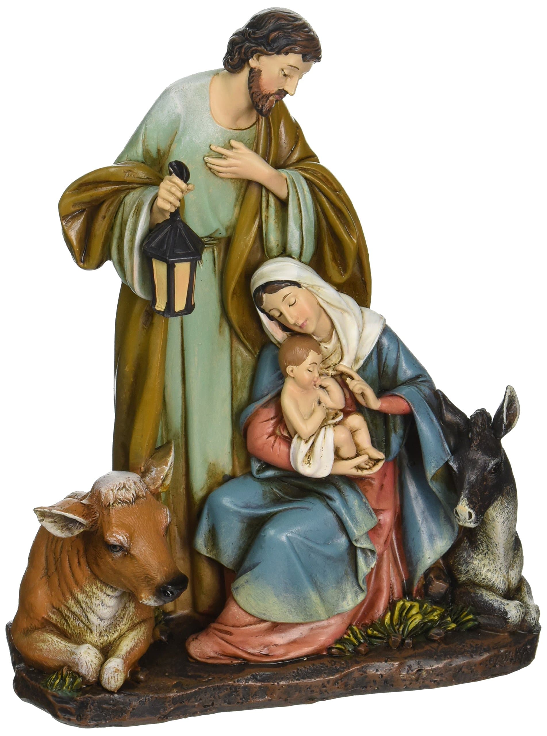 Josephs Studio Slim Profile Holy Family with Barn Animals Figurine, 7.5-Inch