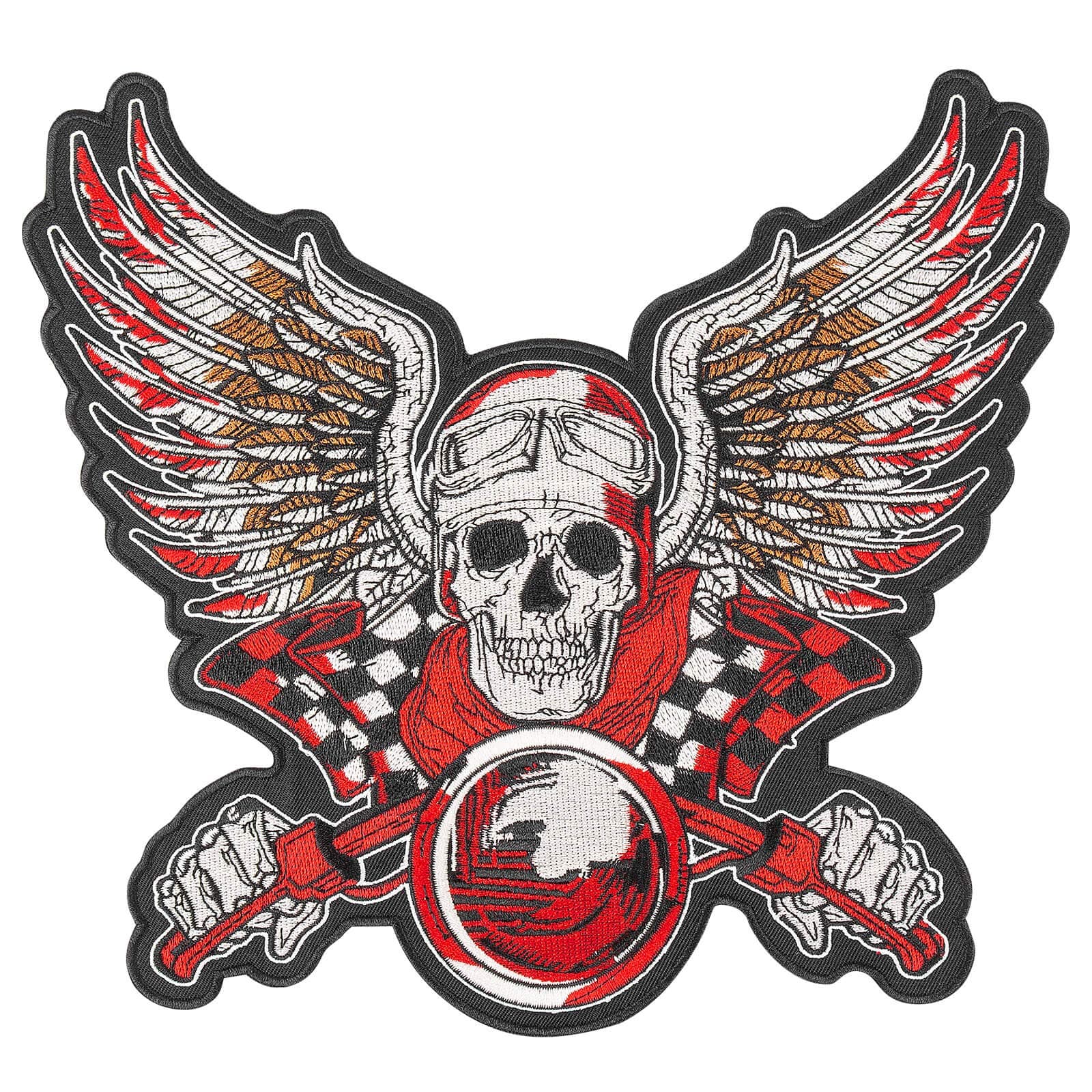 GodEagle 11"Wx10"H Skull Punk Rocker Rider Motorcycle Biker Patches Name Jacket Patches Appliqued Iron on/Sew on Embroidered Patches on Back Black Iron on Fabric