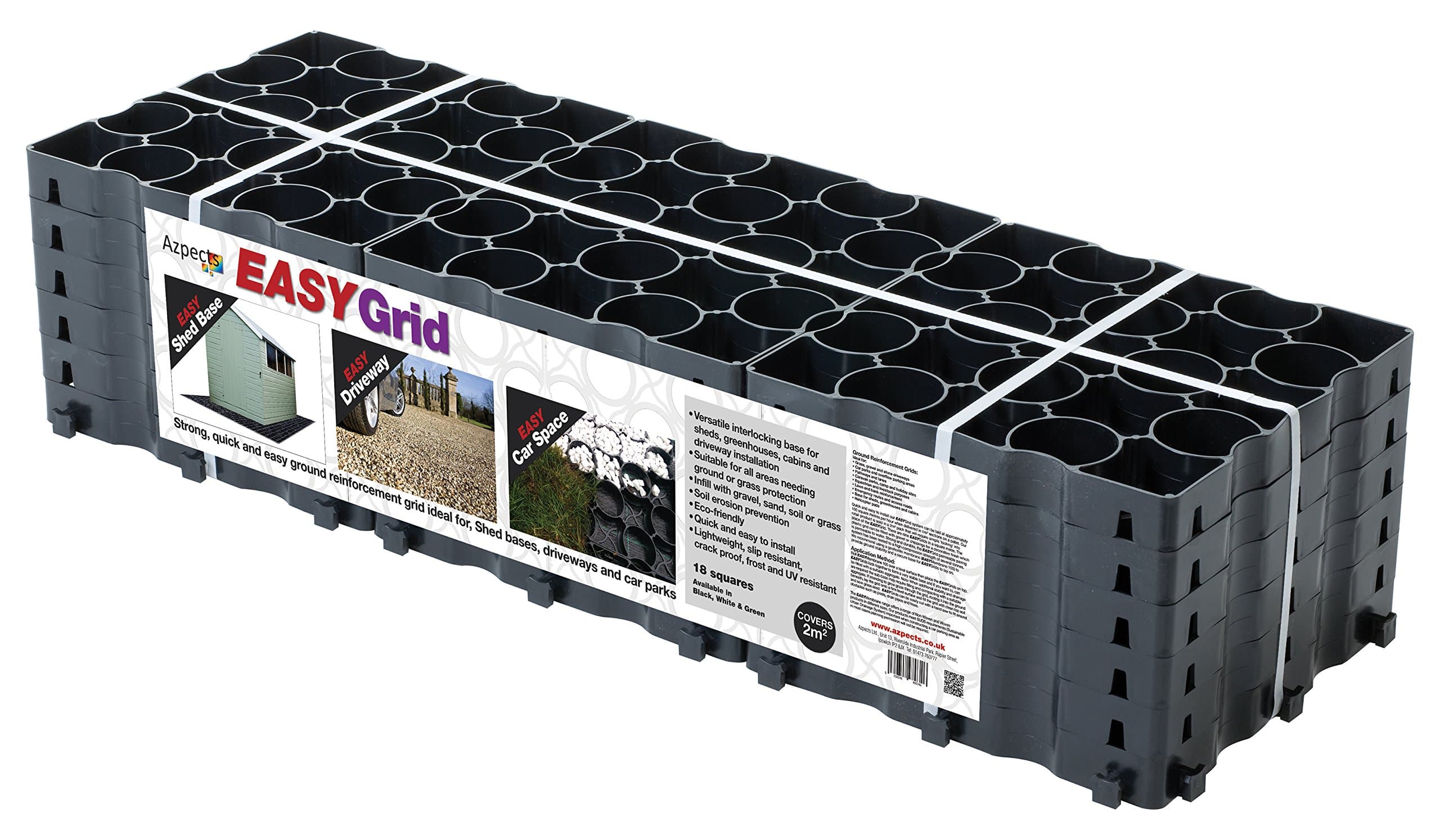 Grid grass ground and drive stabilisation reinforcement 2M² Retail Pack Black