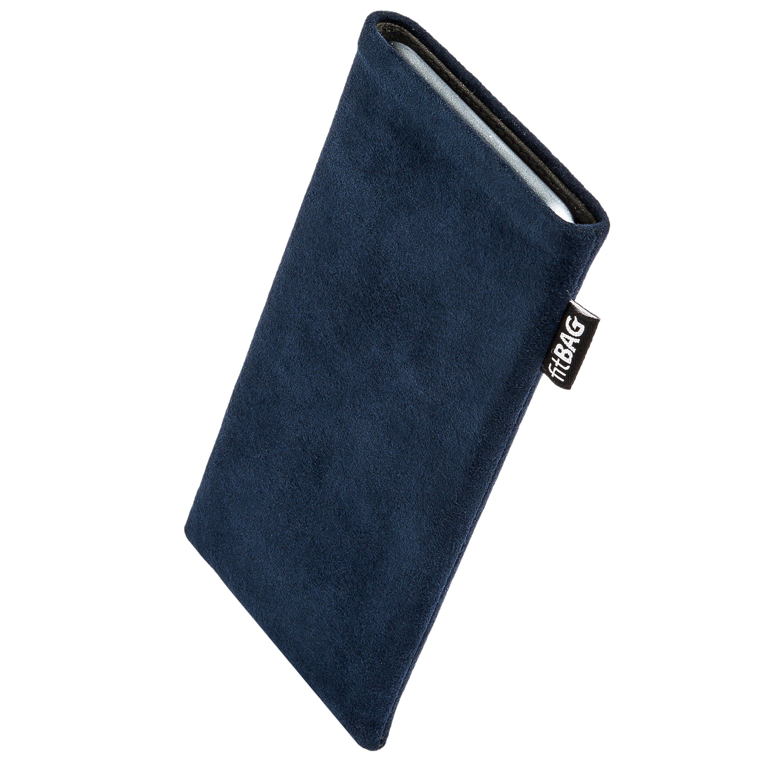 fitBAG Classic Blue Custom Tailored Sleeve for Nokia 6103. Genuine Alcantara Pouch with Integrated Microfibre Lining for Display Cleaning