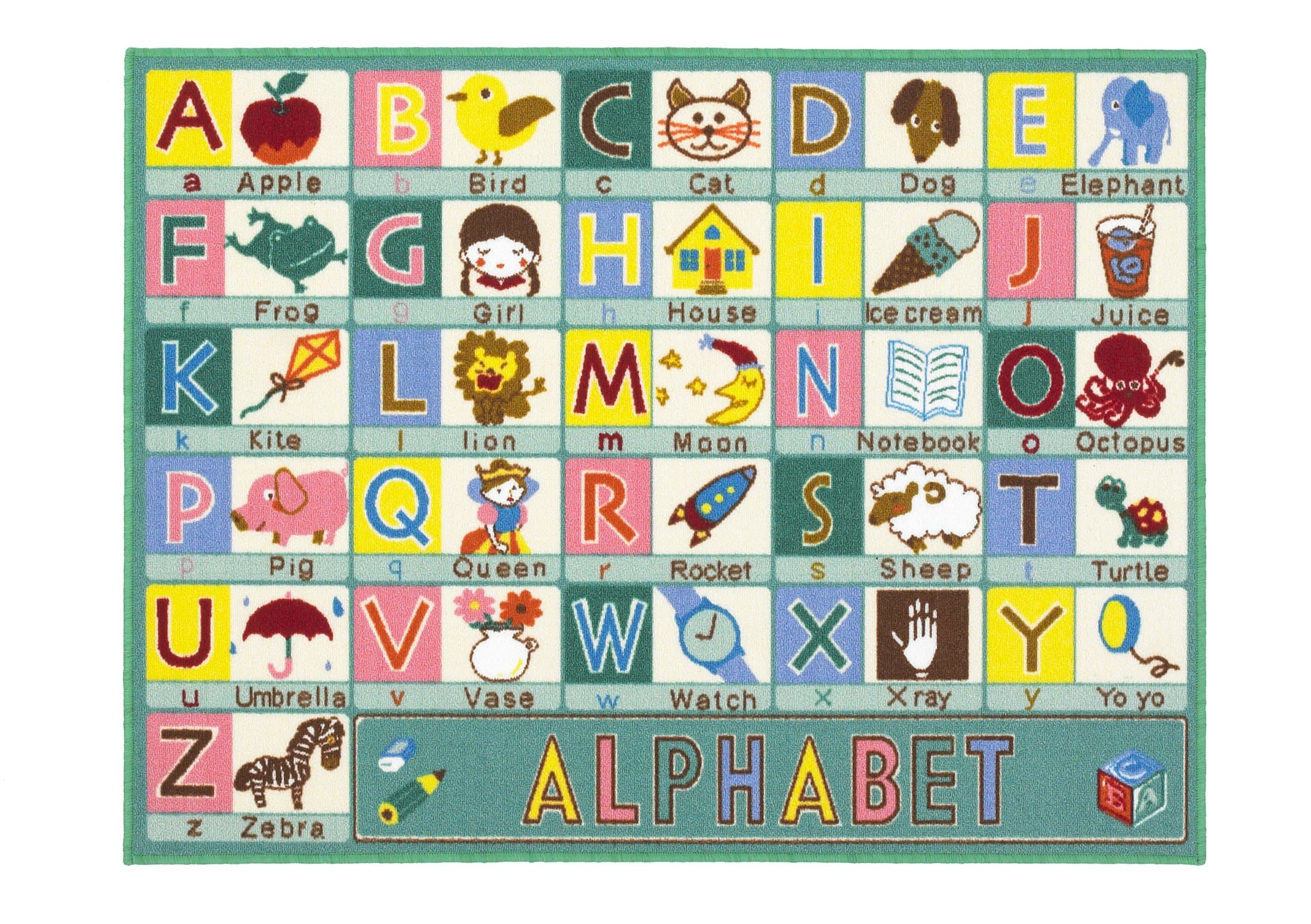 Children's Playtime Educational Alphabet Rug - 'ABC' - 100x133cms (3'3" x 4'4")