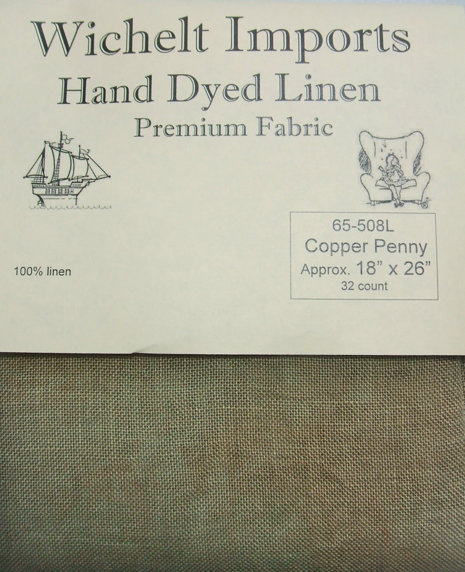 32ct Copper Penny Hand Dyed Linen Ornament Fabric Cut