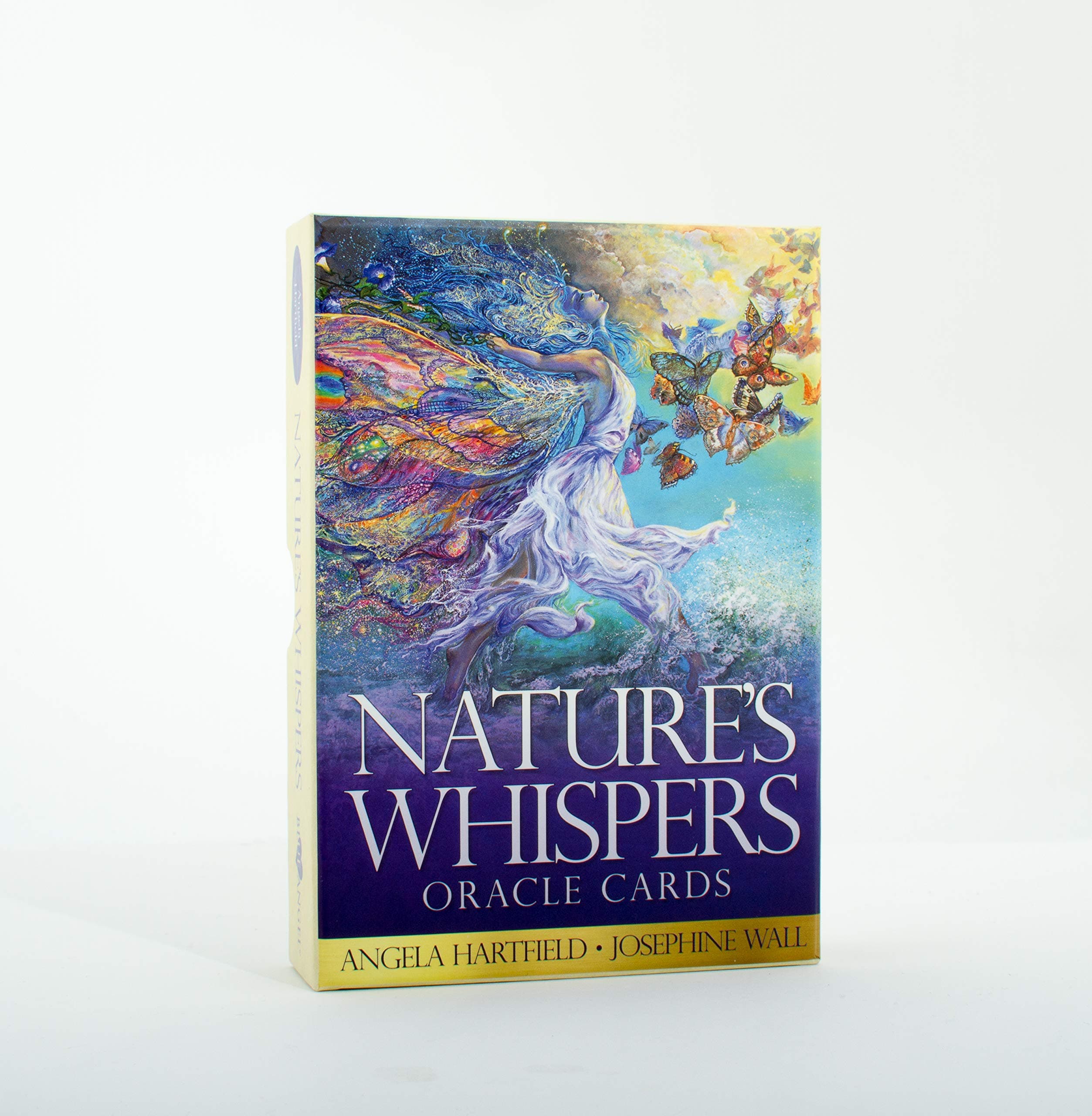 Nature's Whispers Oracle Cards: 50 full colour cards and 72-page guidebook set, packaged in a hard-cover box.