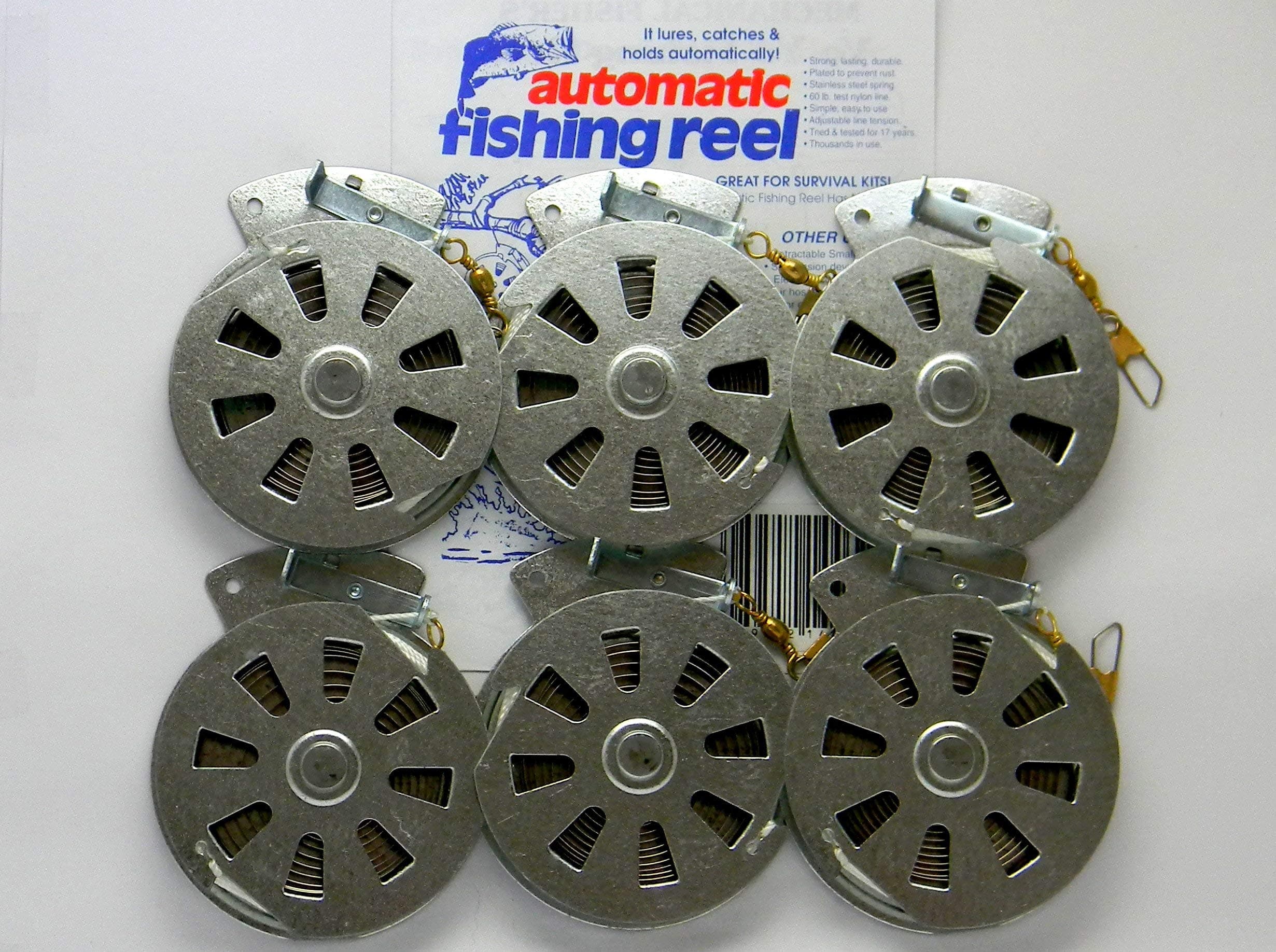 Yo Yo Reel 6 Mechanical Fisher's Fishing -Package 1/2 Dozen- Fish Trap -(Flat Trigger Model)
