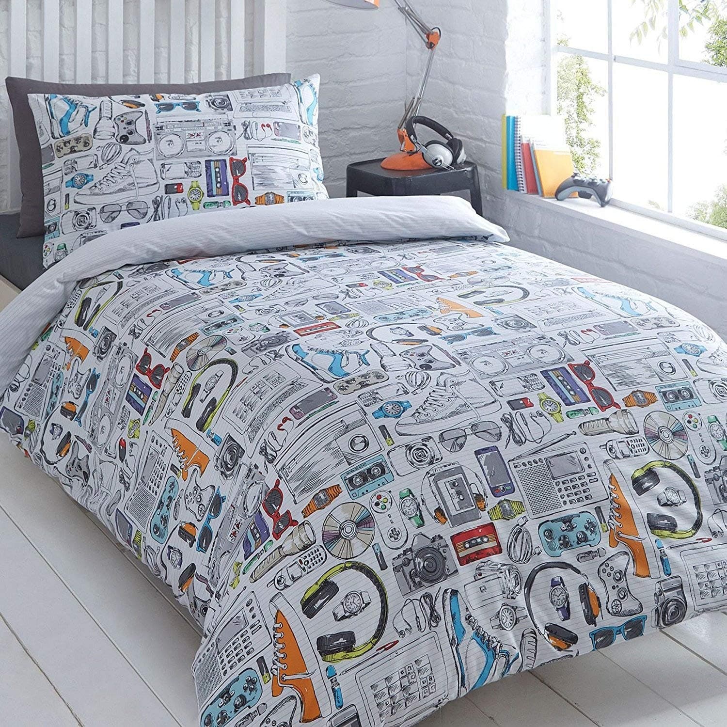 bluezoo Childrens Kids' 'Gadget' Print Single Duvet Cover And Pillow Case Set