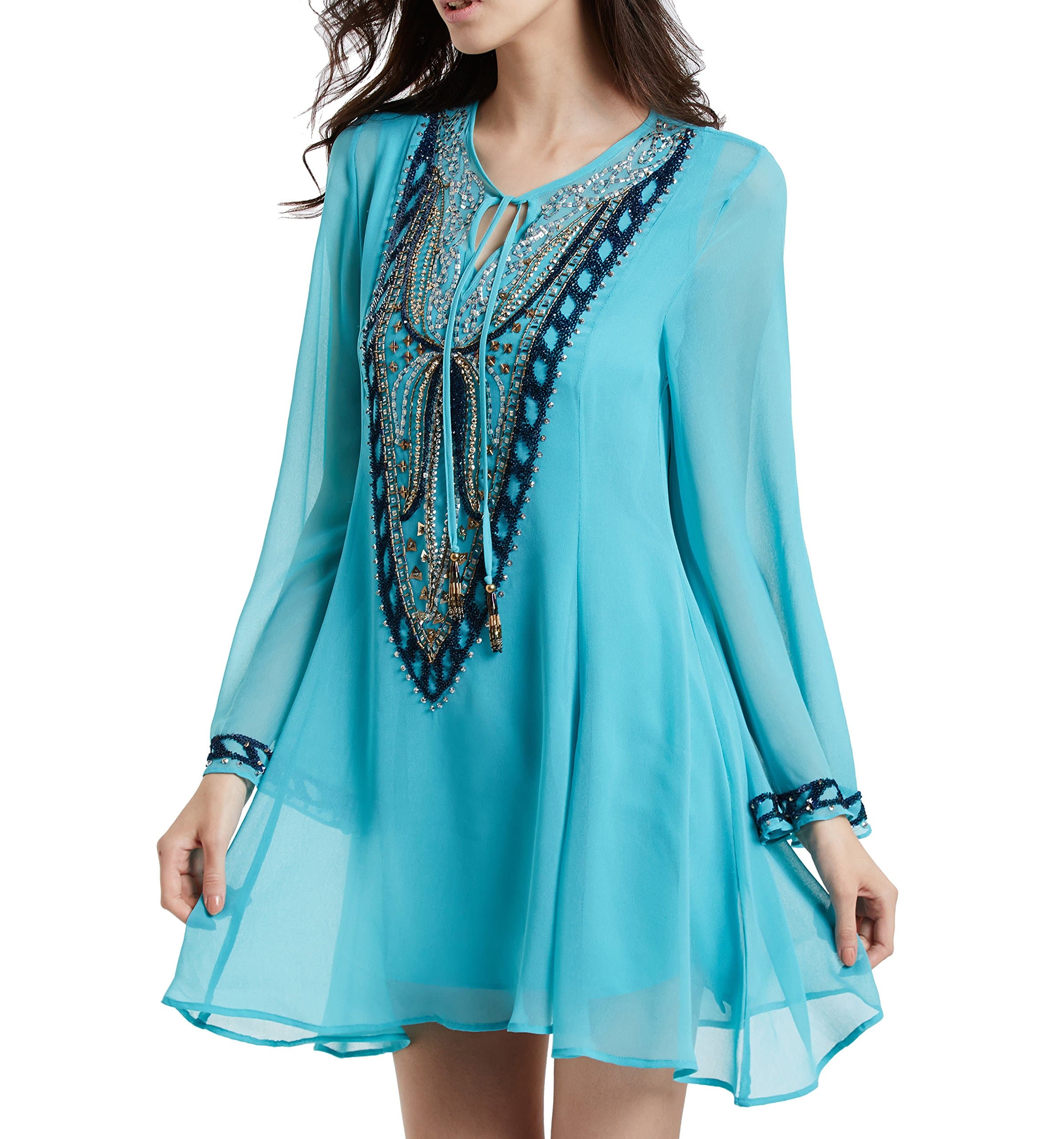 Alia Qureshi Shanalina Embroidered Tunic with Sheer Sleeves