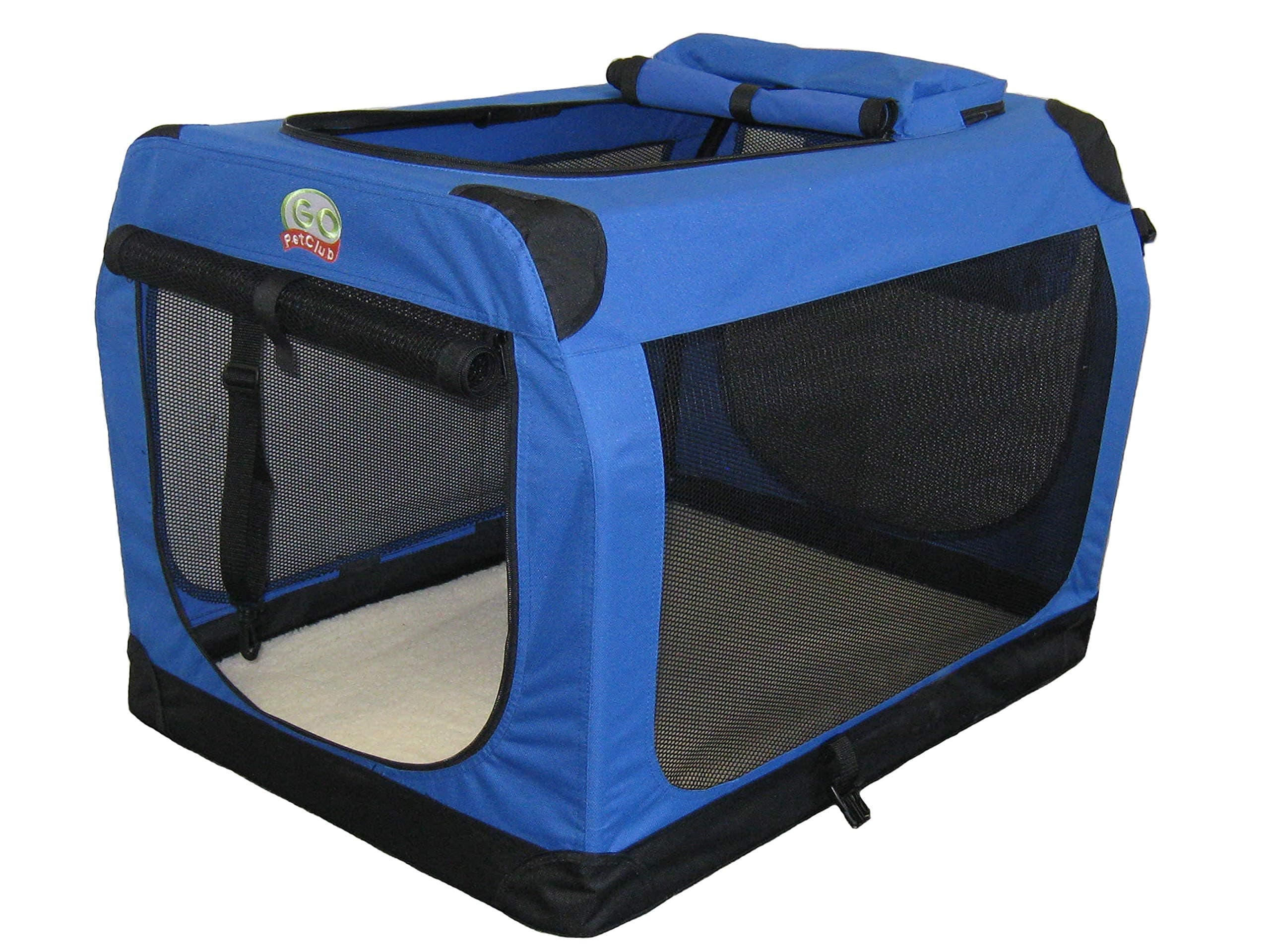 Go Pet Club - 48" Soft Collapsible Dog Crate - Portable Travel Dog Crate for Indoor & Outdoor - Soft Dog Kennel with Removable & Washable Mat - Blue