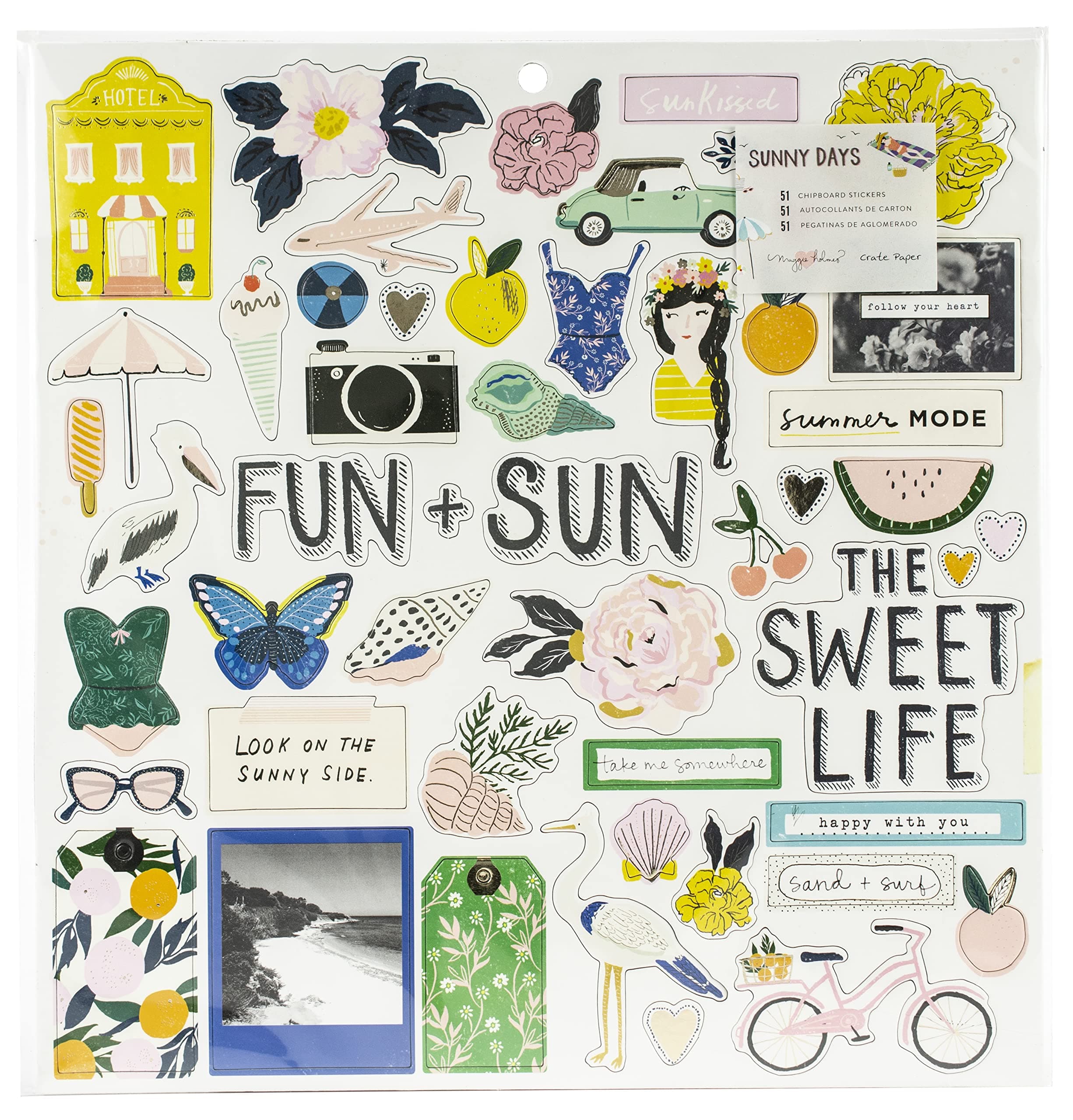 Crate Paper SUNNY DAYS STICKERS 12X12CHIPB, W/Gold Foil Accents