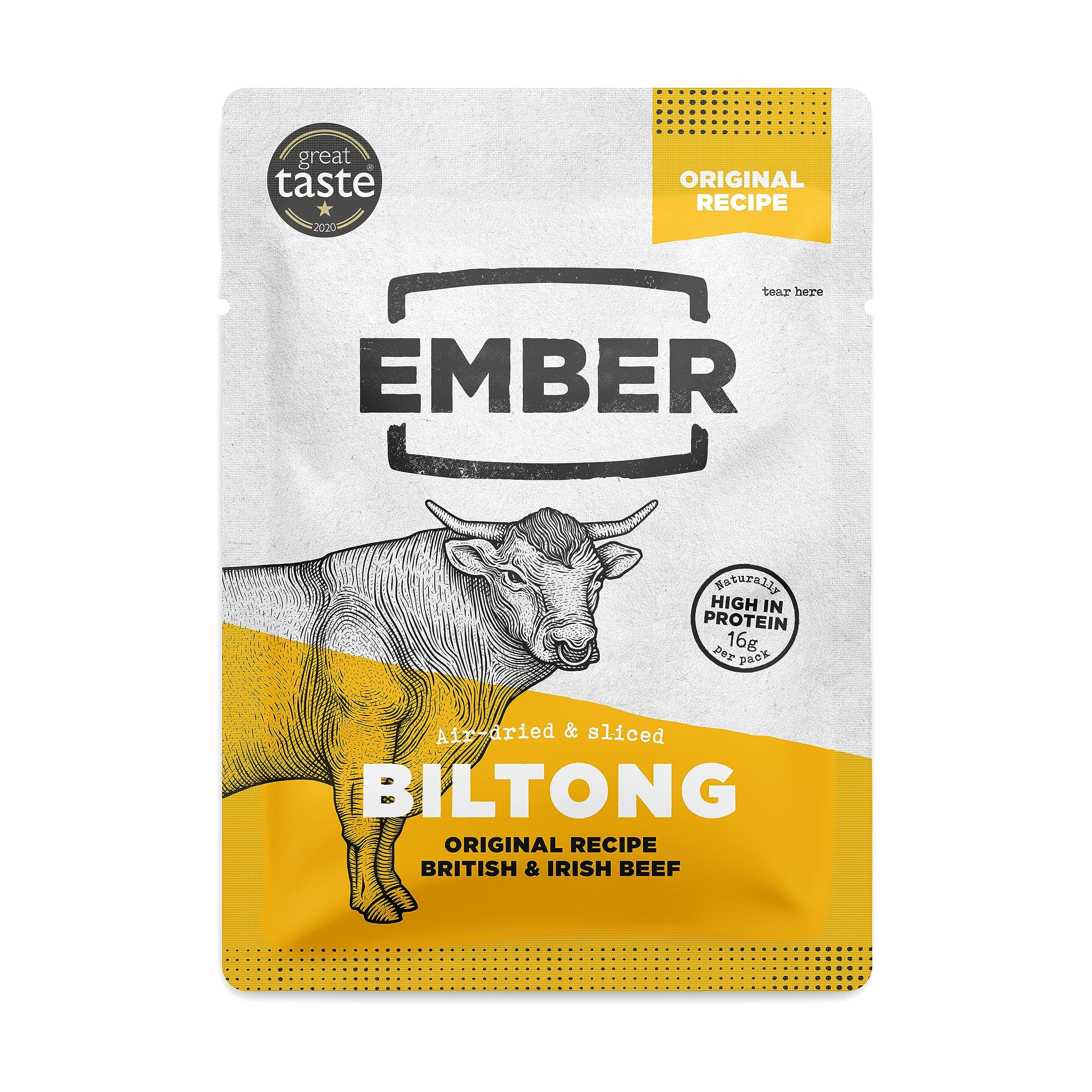 Ember Snacks: Biltong Beef Jerky Original Flavour (1 x 28g) - Protein Keto Snacks - On The Go Snack - From British and Irish Meat