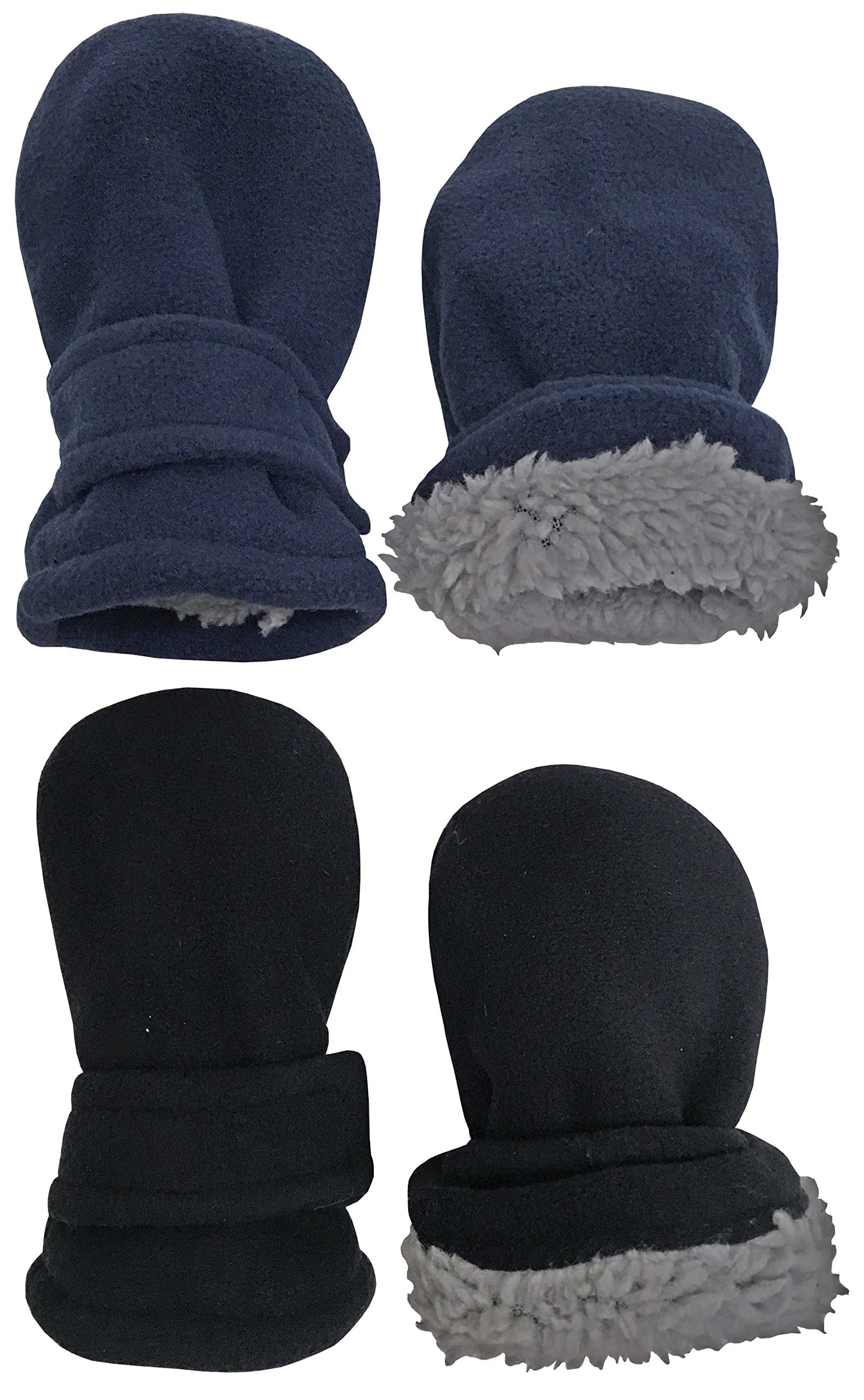 Baby Toddler Mittens Kids 2 Pairs Fleece Gloves Winter Warm Sherpa Lined
