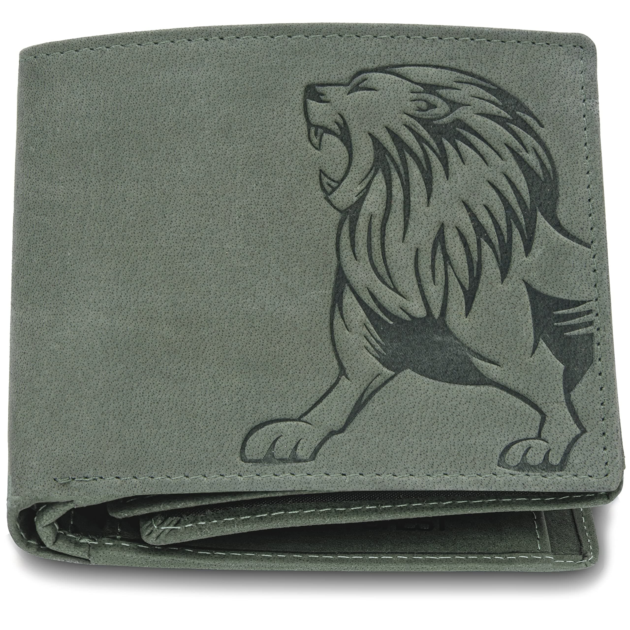 Urban Forest Leo Leather Wallet for Men, Vintage Green, 13 cm (H) x 11 cm (W) x 2.5 cm (D), Two Fold Wallet