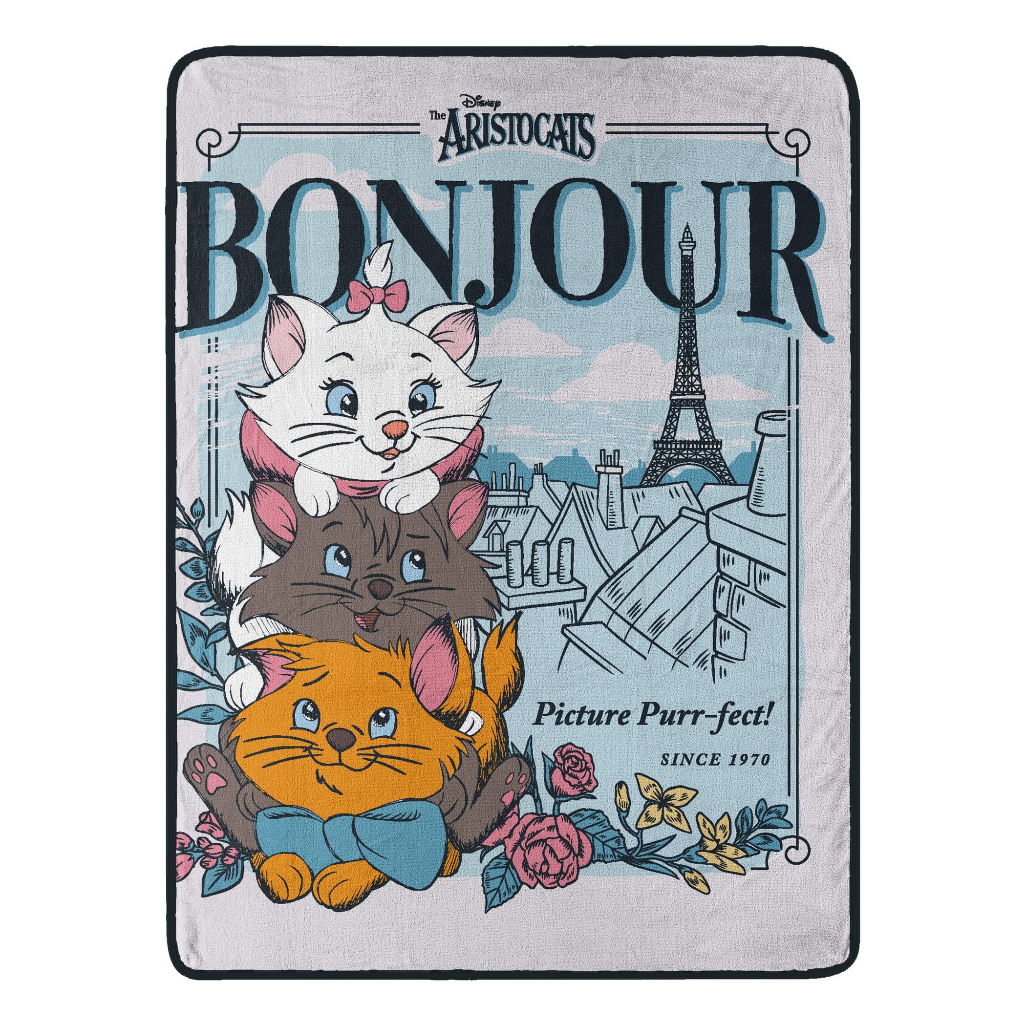 Northwest Disney's Aristocats Micro Raschel Throw Blanket, 46" x 60", Bonjour