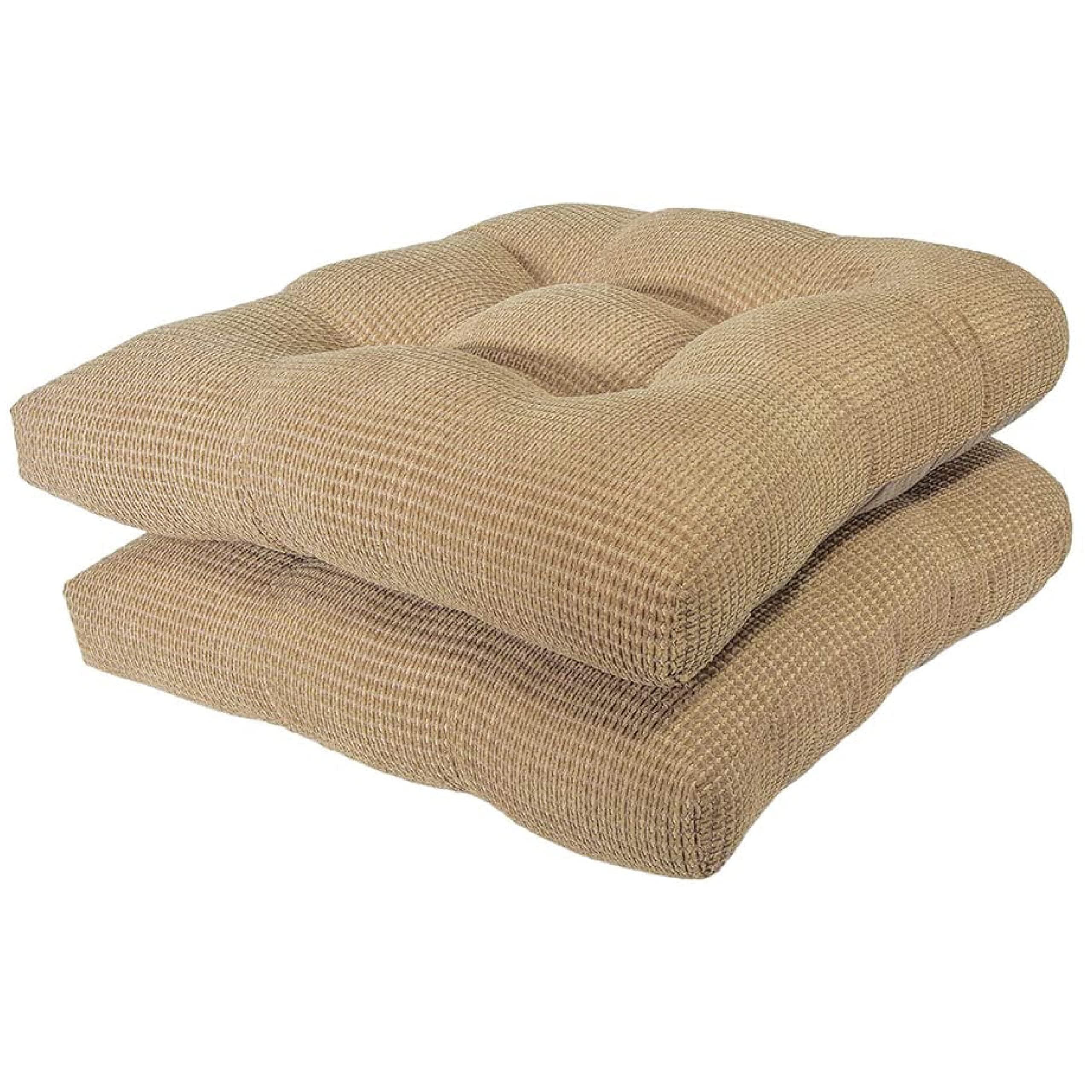 Arlee Chair Cushions for Dining Chairs, Set of 2 - Memory Foam Chair Pads, Non-Skid Backing - Durable Thick Seat Cushions for Kitchen, Office, Patio, 15.5" L x 15.5" W, Bamboo Tan