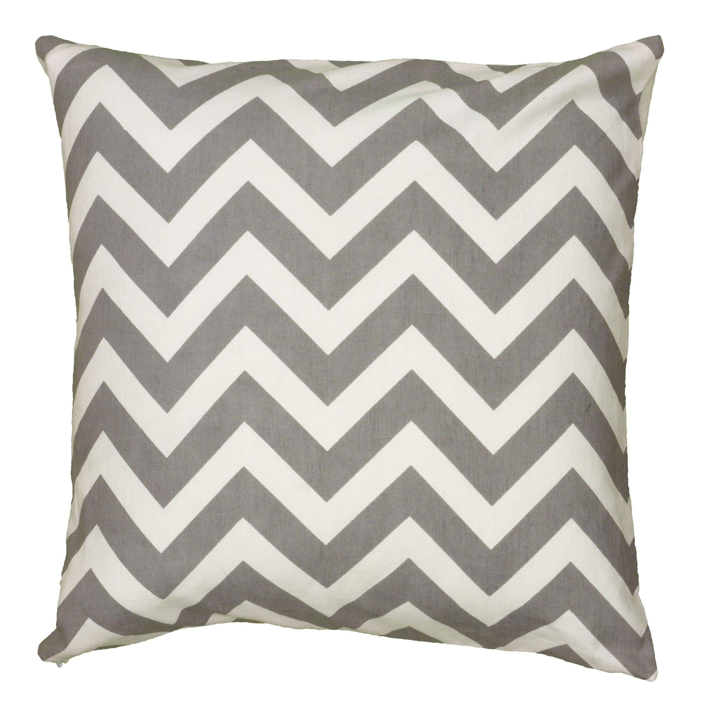 Rizzy Home | T06161 | Poly Fill Decorative Pillow | 18"x18" Gray/White/Neutral Chevron