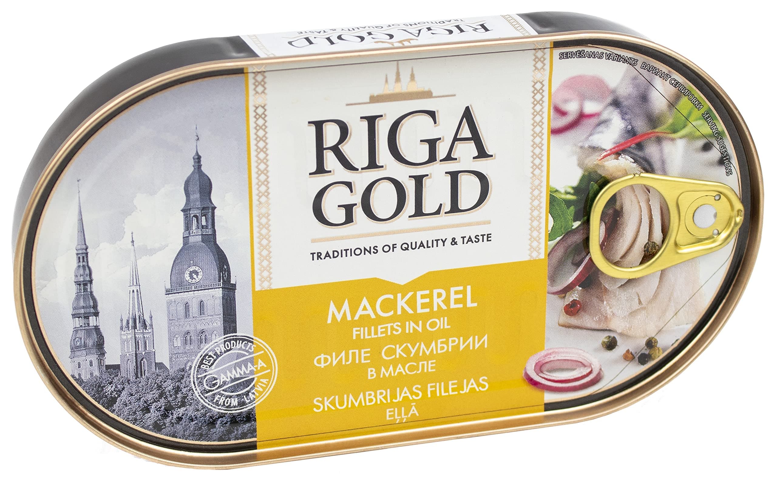 Riga Gold Mackerel Fillets in Oil Premium Baltic Seafood, 190 grams