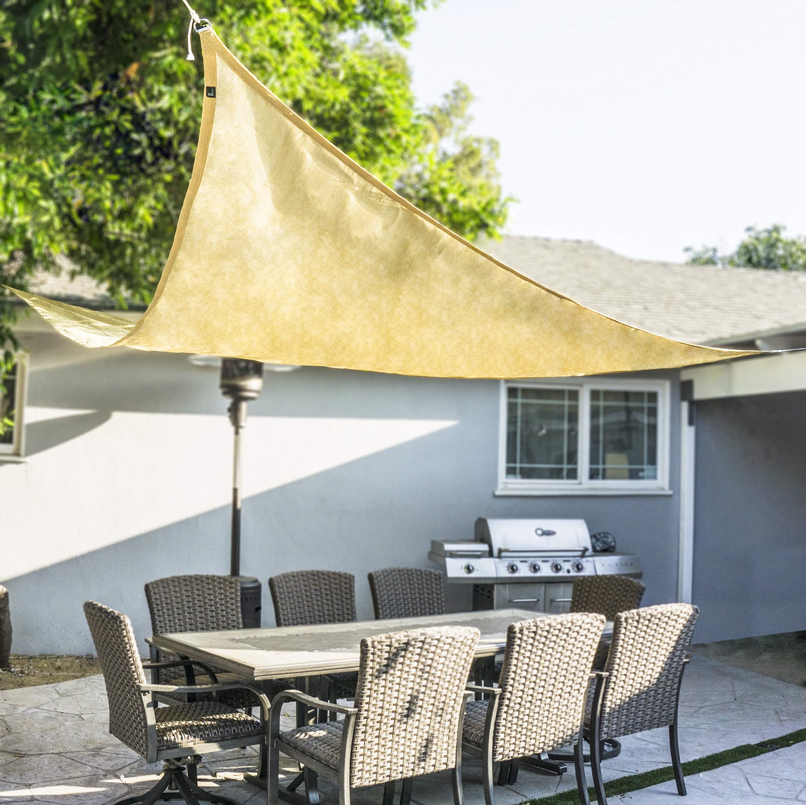 ProSource New Sand Color 16' Oversized Sun Shade Sail Shade Canopy Sun Shelter, Tan