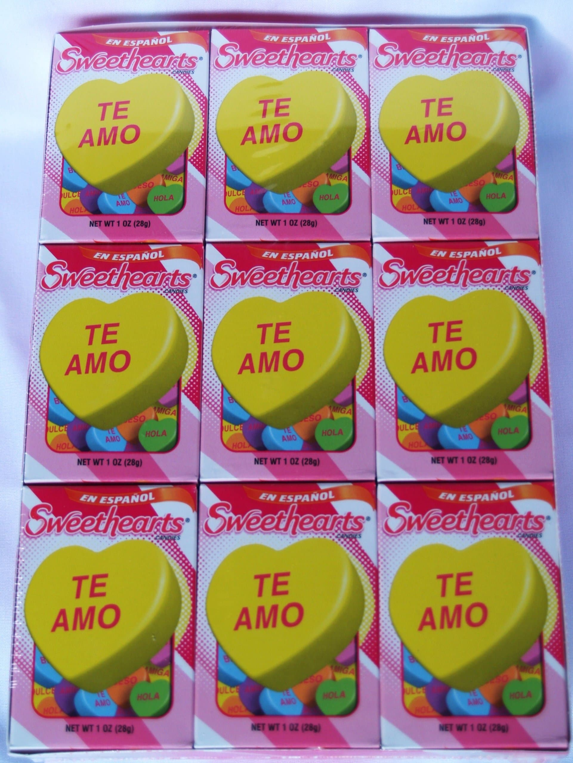 NECCO Sweethearts Conversation Hearts in Espanol Spanish, 1 oz Boxes (Pack of 36)
