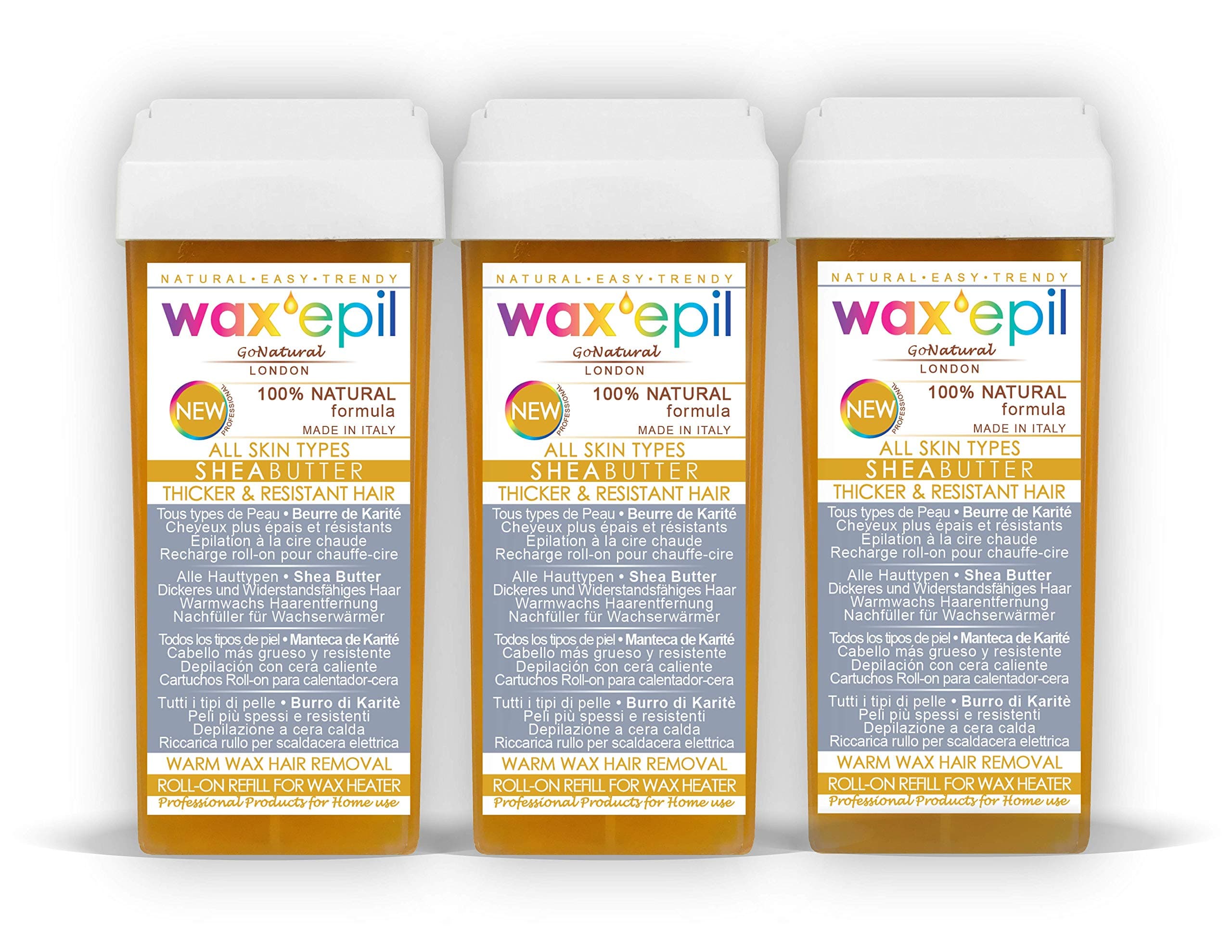 New! WAXEPIL”100% NATURAL” Wax Roll on Refill 3*SHEA BUTTER* THICKER DARKER RESISTANT HAIR Waxing Roller Cartridge Hair Removal – 3 Roll-on Cartridges