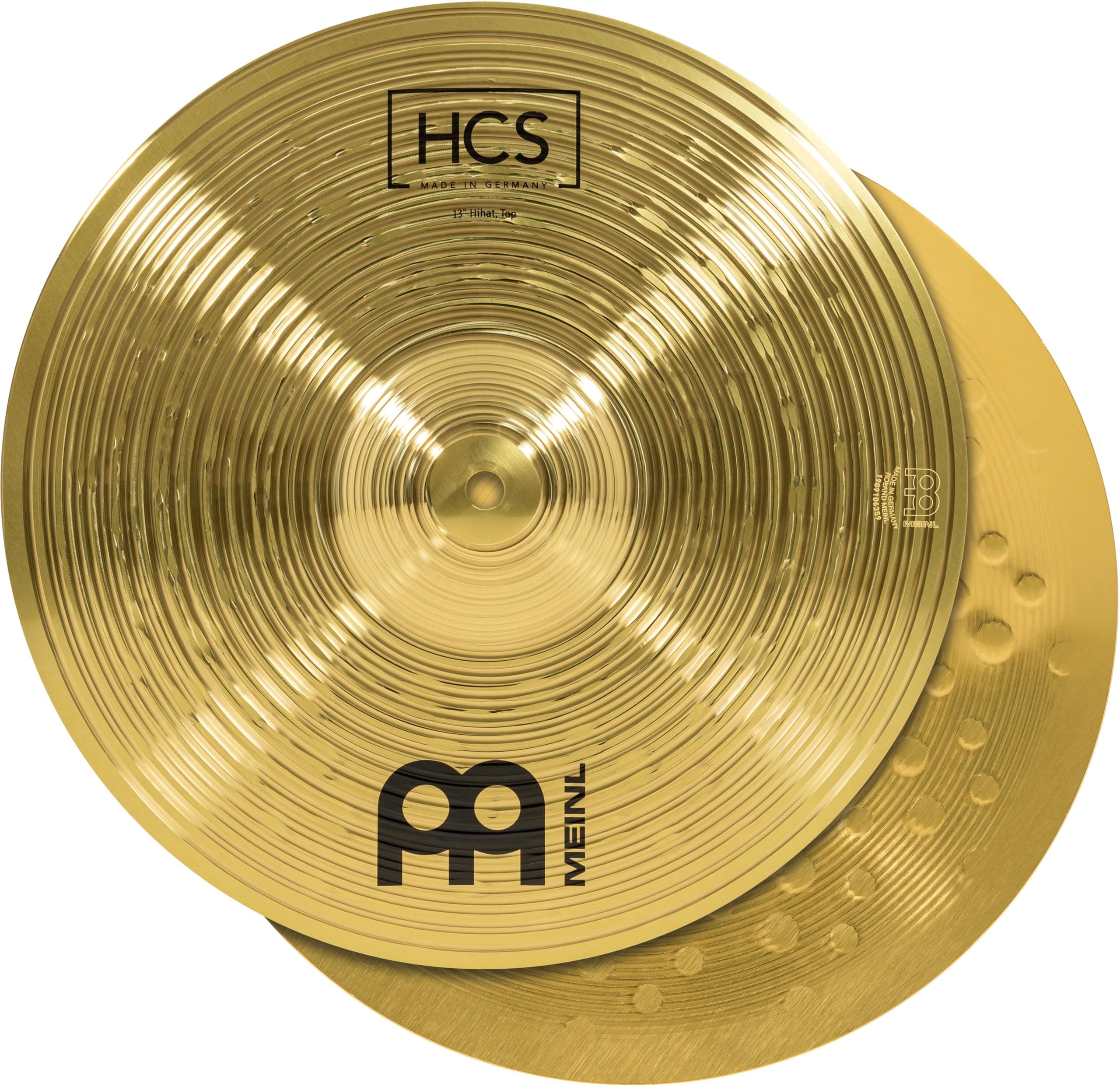 Meinl Cymbals HCS Hihat Cymbals 13 inch (Video) for Drum Set (33,02cm) – Pair – Traditional Finish Brass, Made In Germany (HCS13H)