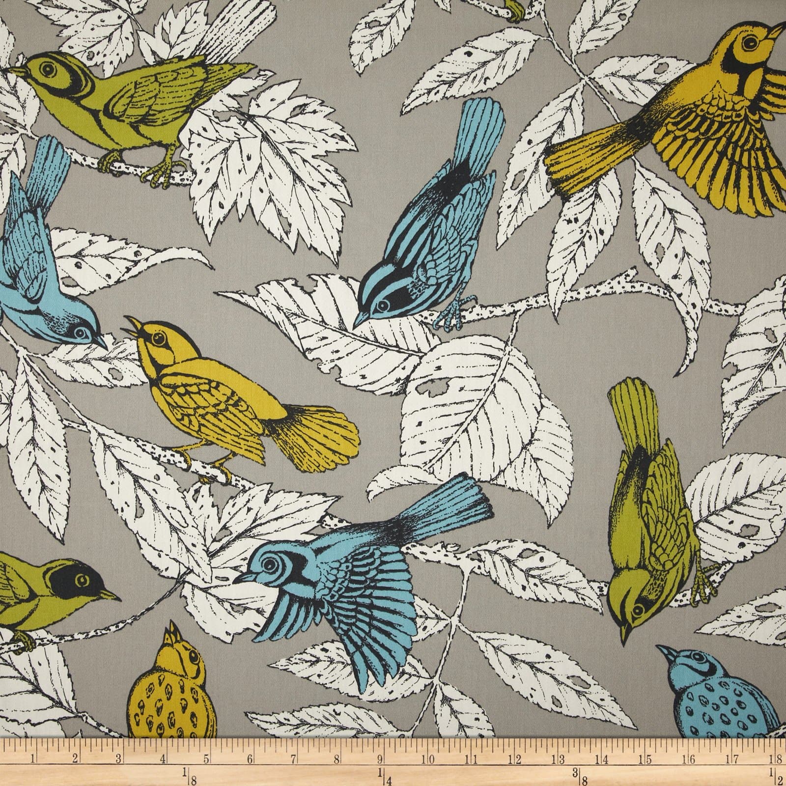 Seedlings by Thomas Paul Treetop Twill Grey Fabric