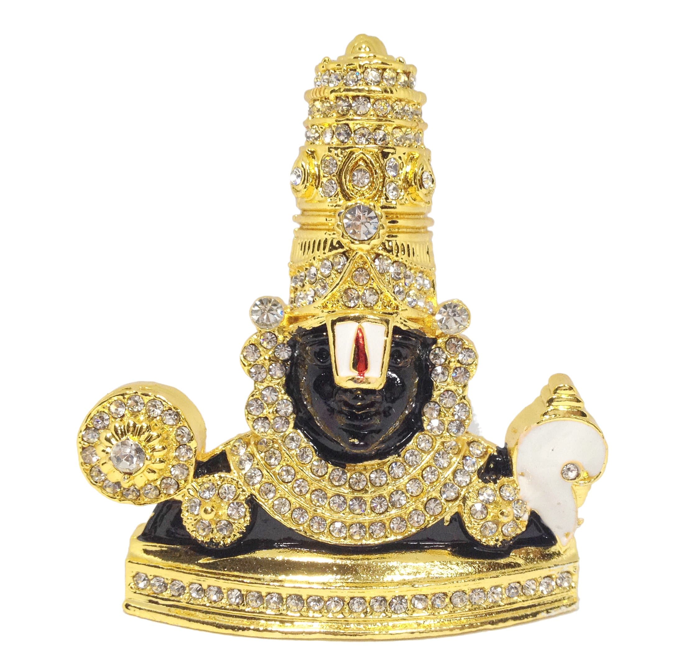 Discount4product Lord Balaji with Shankh and Sudarshan Chakra Car Dashboard Idol (Multicolour) Metal