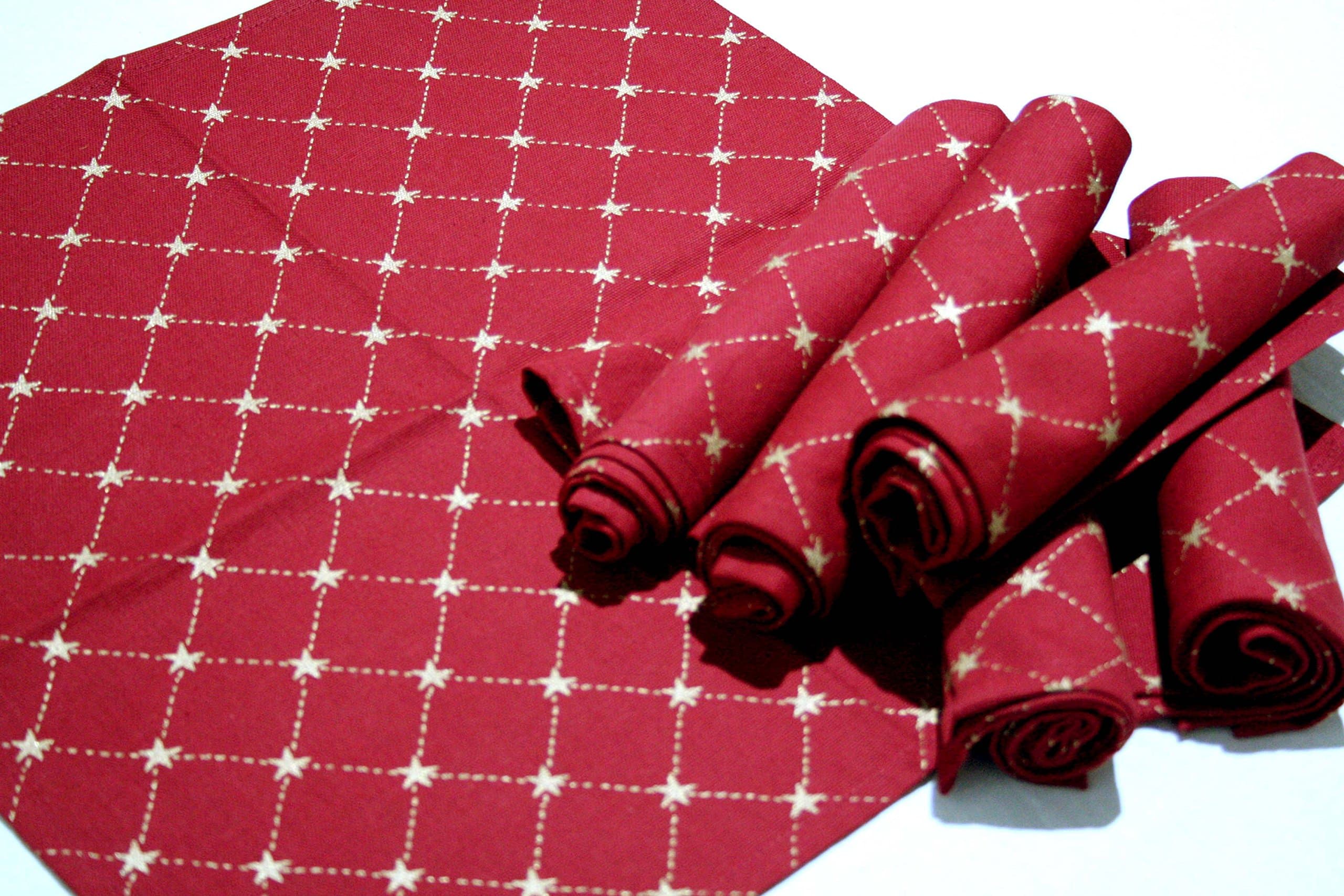 perfect for Festive Season Red Jubilee Table Fine Quality Durable Long Life Easy Wash Cotton Printed Napkin Set from Raghuraj Lifestyle (100%Cotton) Perfect for Dining Table (Set of 6 Pcs) 40 * 40 cm 16 * 16 inches
