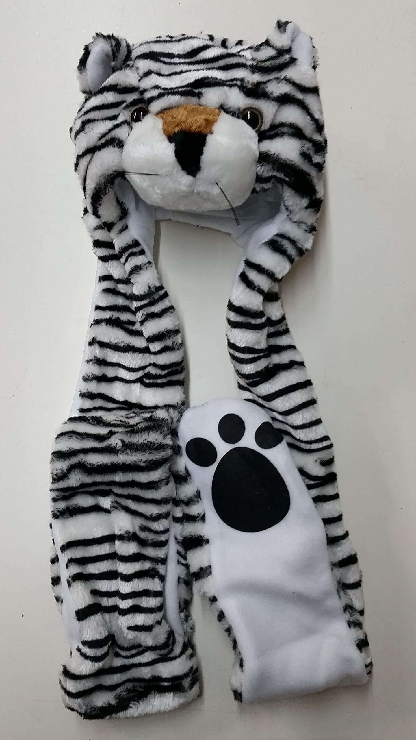 White Tiger Plush Animal Hat with Mitts / Scarf Plush