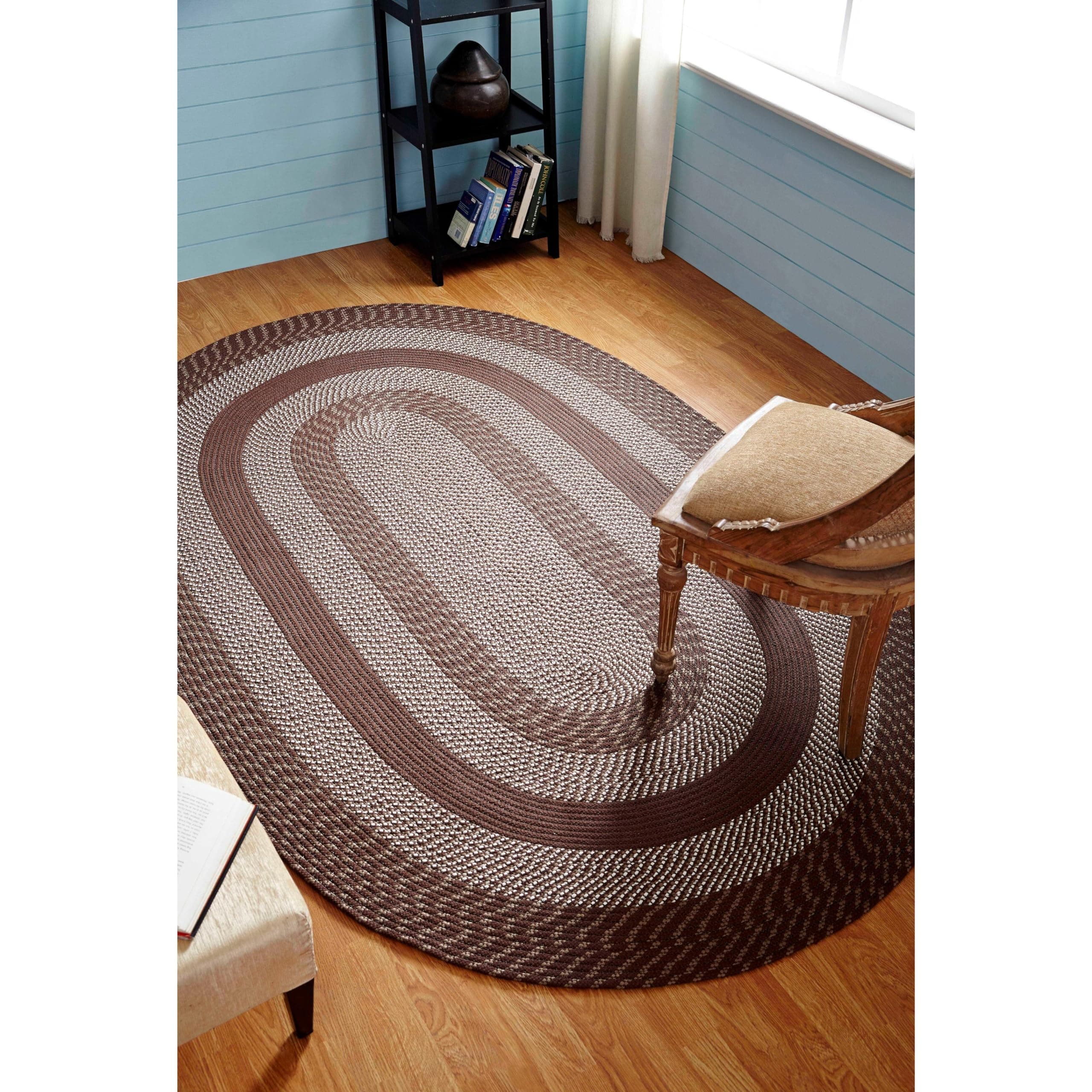 Better Trends Newport Braid Collection is Durable and Stain Resistant Reversible Indoor Utility Rug 100% Polypropylene in Vibrant Colors, 60" x 96" Oval, Brown
