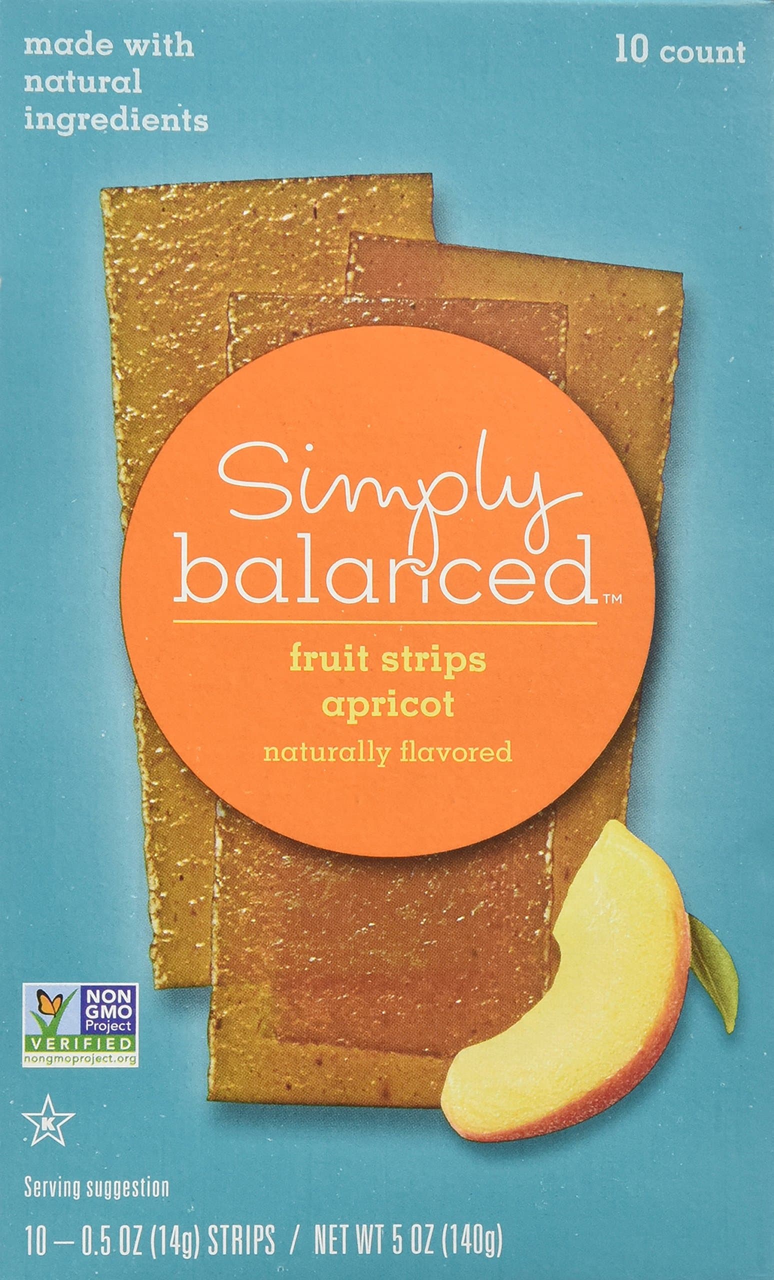 Simply Balanced Natural Apricot Fruit Strips (10 Count) - 2 Pack