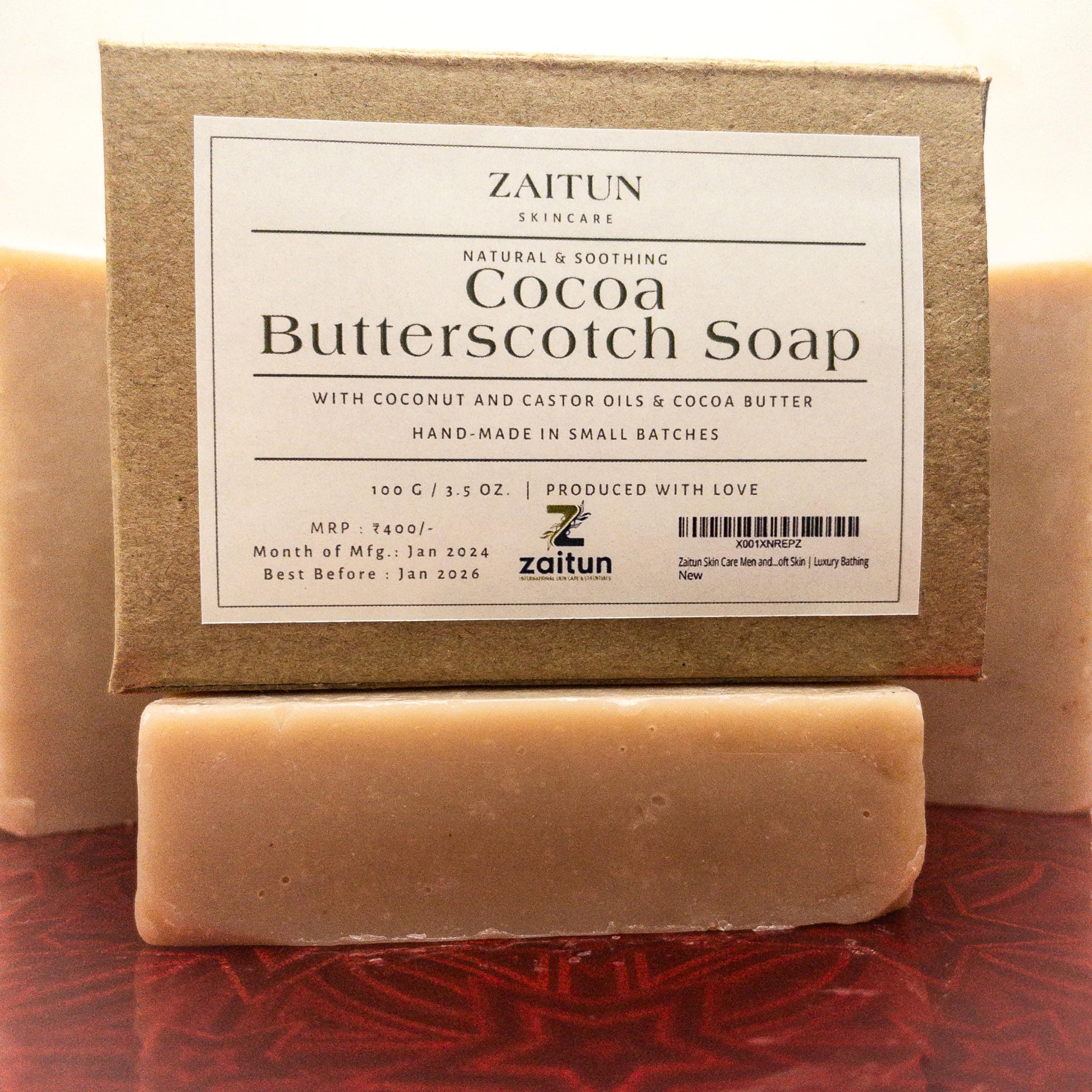 Zaitun Skin Care | Cocoa Butterscotch Handmade Soap | Deep Cleansing | Cold Process | Rich Lather | Luxury Bathing