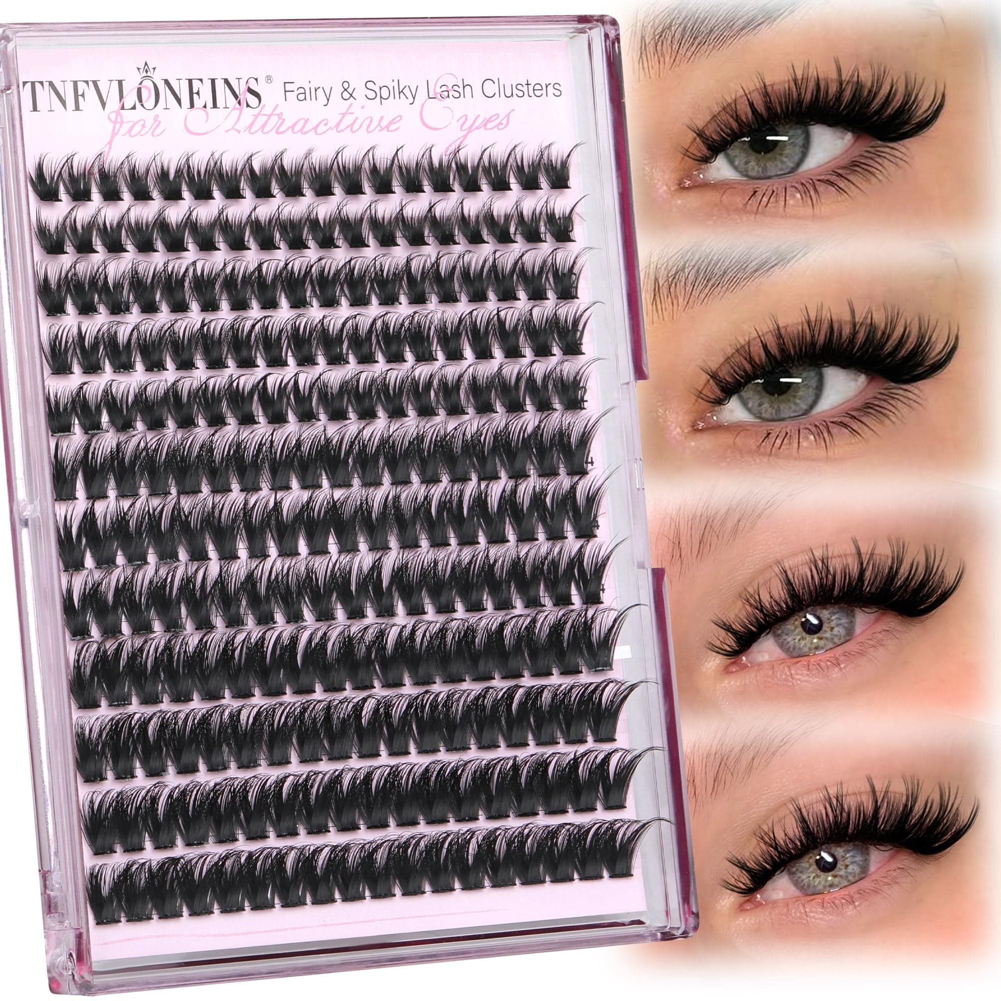 TNFVLONEINS Lash Clusters Wispy Eyelash Clusters Spiky Cluster Eyelash Extensions DIY Individual Lashes Natural Eye Lashes Cluster 10-16MM Lash Extension